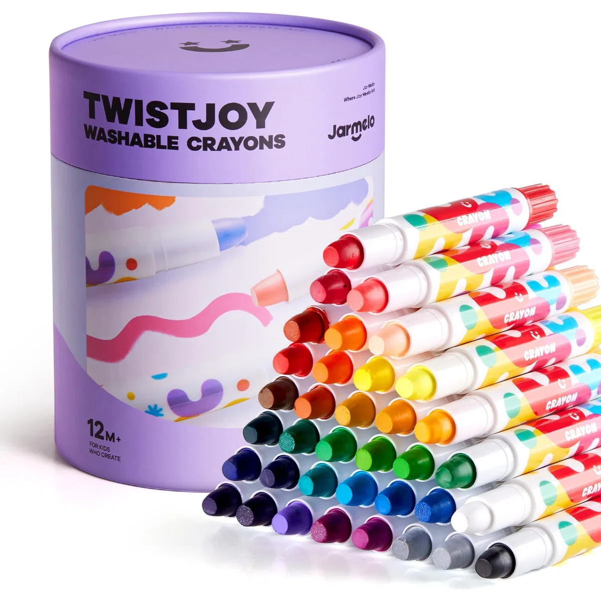 Jar Melo TwistJoy - Pastelli Jumbo per bambini, 36 colori, atossici, lavabili, facili da tenere in mano, sicuri per neonati e bambini, regalo per ragazzi e ragazze per il rientro a scuola