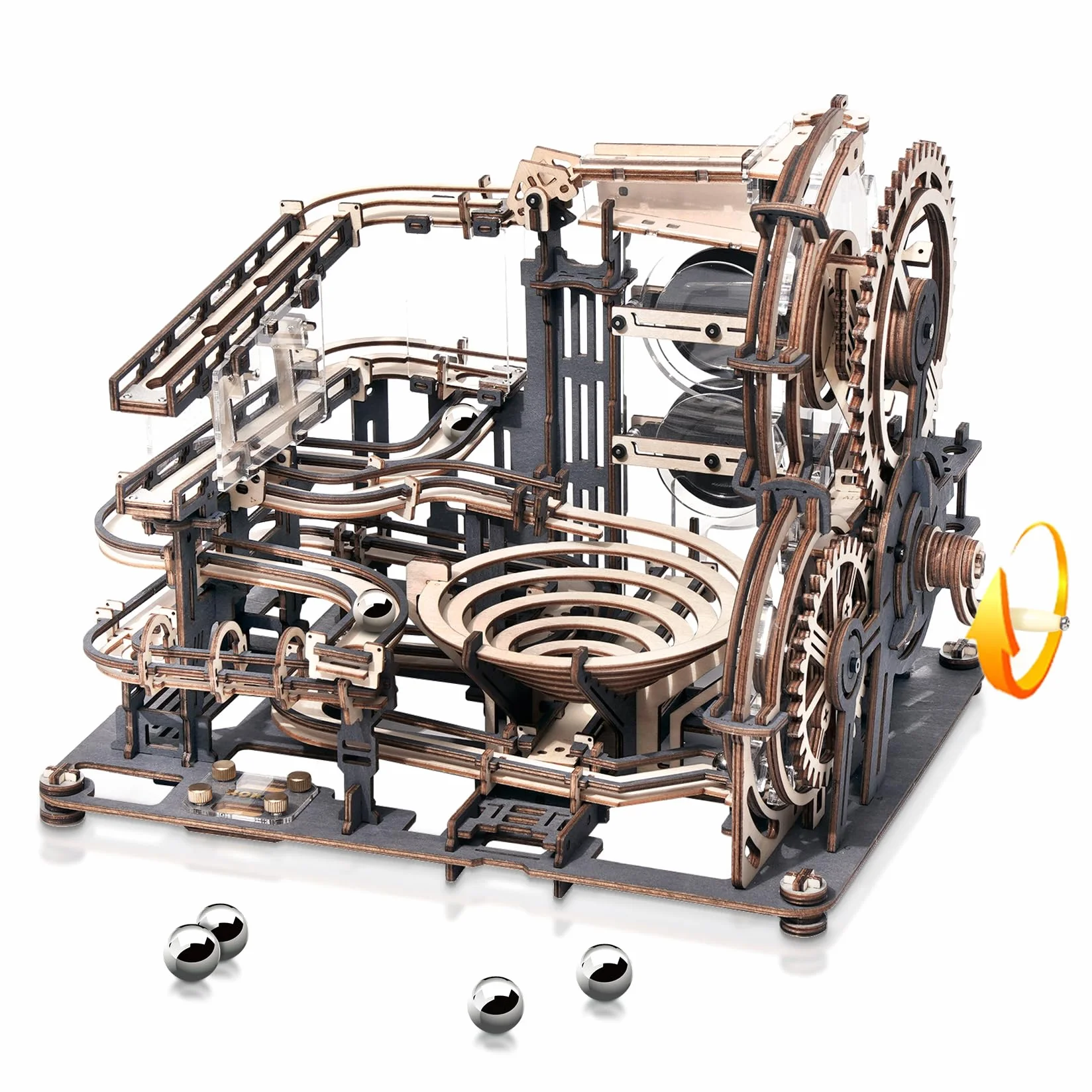 ROBOTIME Puzzle 3D in Legno, Pista per Biglie Kit di Costruzioni Modello Meccanico, Fai-da-Te Giocattoli Educativi, Ottima Idea Regalo Night City