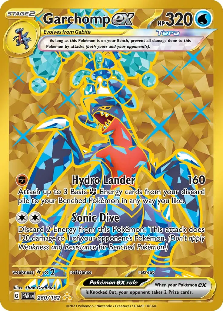 Pokemon -Garchomp ex 260/182 - Paradox Rift - Hyper Rare - Gold Foil - Carta singola