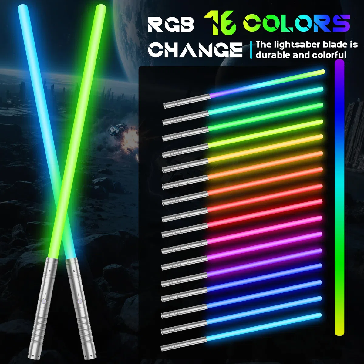 Spada Laser-2 Pezzi per Bambini Lightsaber RGB 15 Colori Ricaricabile USB-C Effetti Sonori FX, 4 modalità di Duello, Spade Laser Collegabili in Metallo-Cosplay,Halloween (2 Pc Argento 78cm)