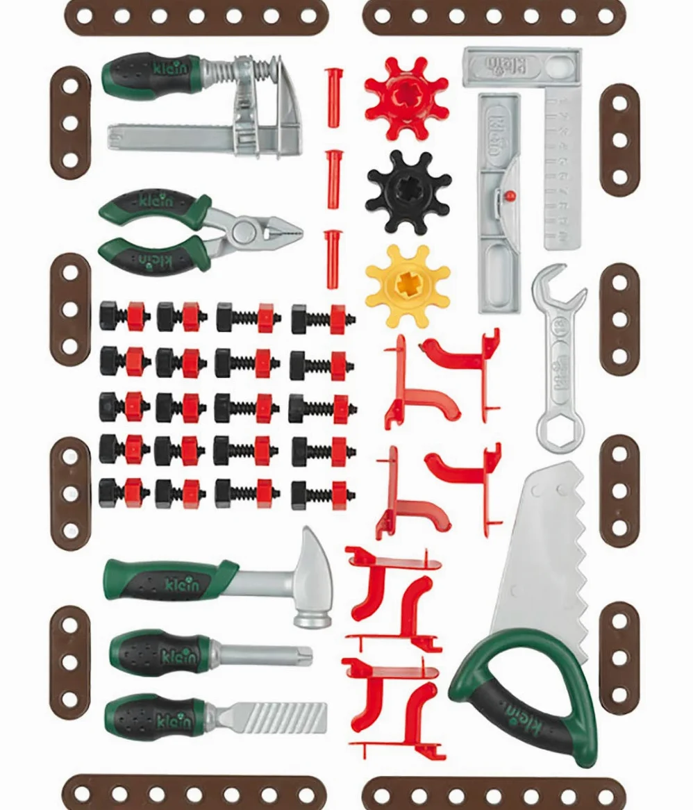 Theo Klein 8320 Workshop Bosch, 79 Pezzi, Piano di Lavoro con Funzione di apprendimento, Dimensioni- 50 cm 37 cm 102 cm, Giocattolo per Bambini a Partire dai 3 Anni di età