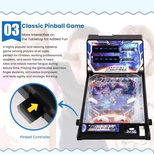 Mini flipper, gioco elettronico a grandezza naturale, con luci e suoni, gioco interattivo da tavolo per bambini e adulti