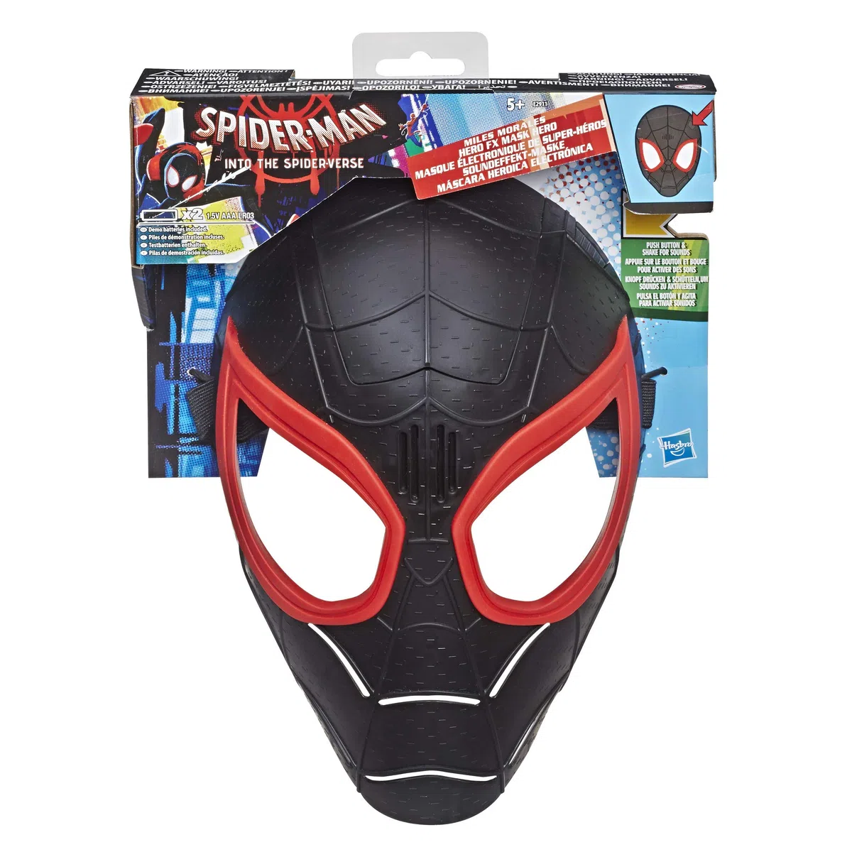 Spider-Man Marvel - Maschera elettronica di miglia morali, accessorio per travestimento, giocattolo E2911, variegato