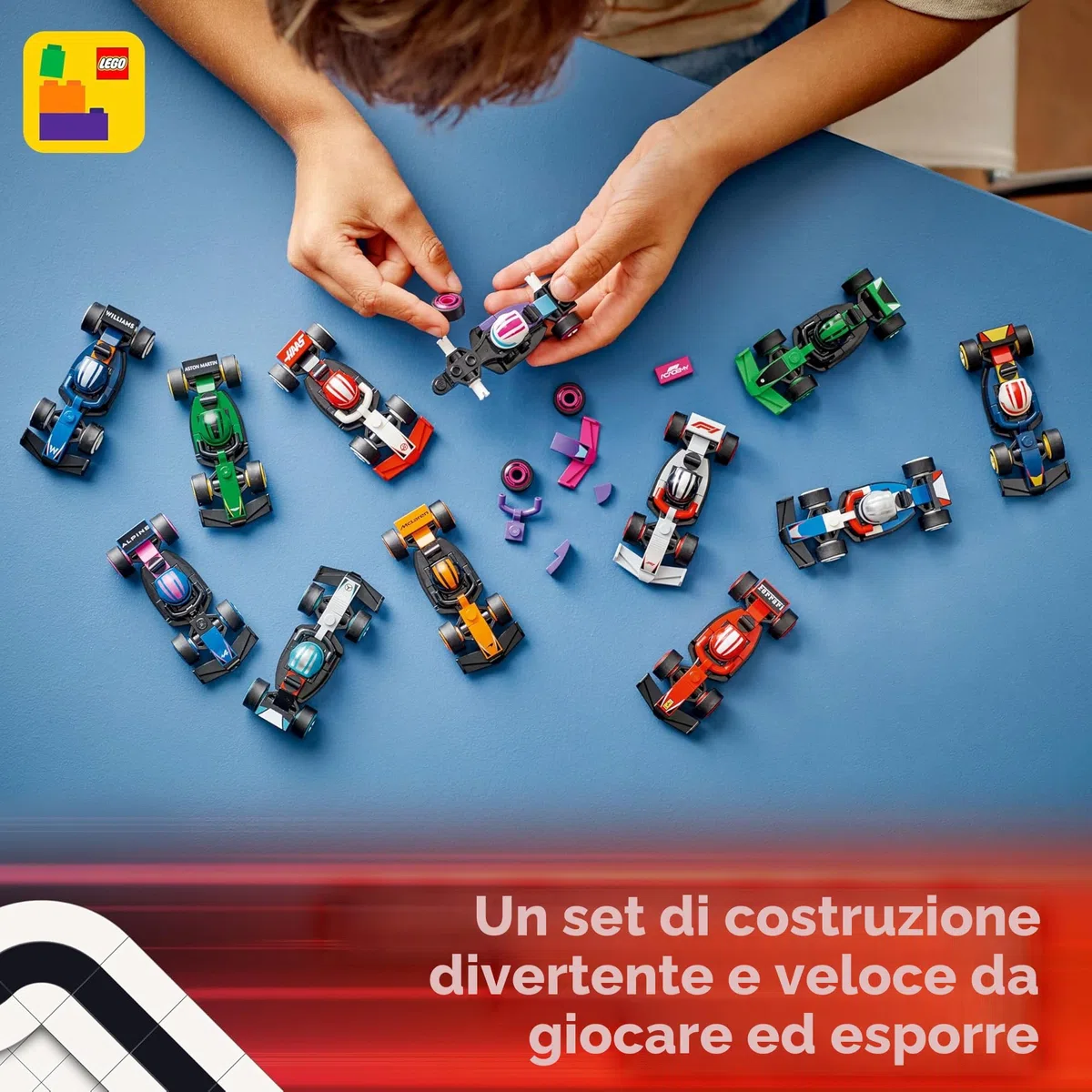BRICK Flip Serie di auto da corsa Lego F1 con 12 auto di Formula 1: set completo di minifigure Lego Serie