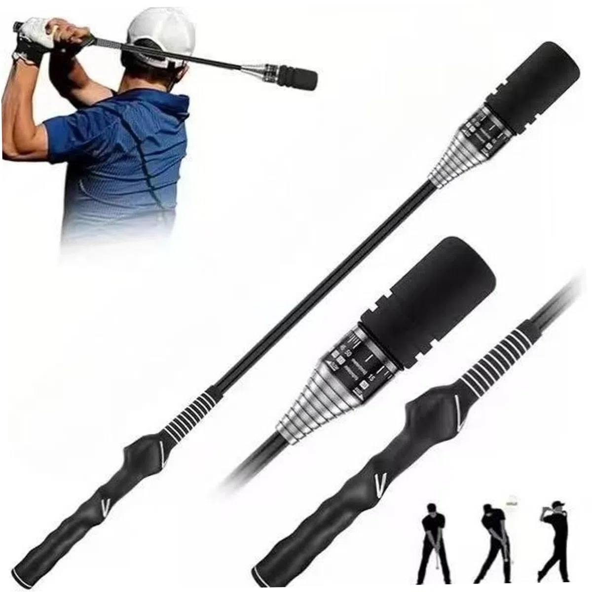 Allenatore di Swing da Golf, ausilio per Allenamento da Golf a velocità Regolabile con Suono a Doppio Impatto per Esercizi Indoor, sessioni all'aperto o Riscaldamento Pre-Round