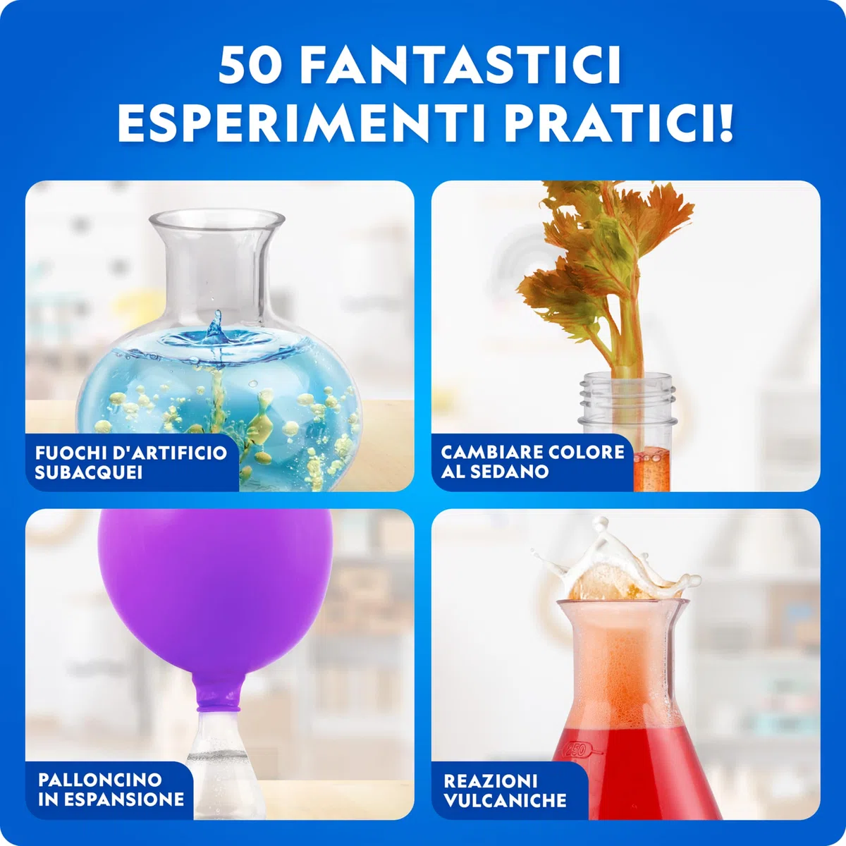Blue Marble National Geographic Set di Chimica per Bambini – Laboratorio Educativo con 50 Esperimenti Scientifici e Oltre 20 Strumenti di Laboratorio
