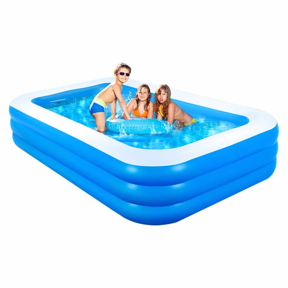 GALAXYER Piscina Gonfiabile, Piscina Gonfiabile Familiare a 3 Anelli per Bambini e Adulti, Piscina da Giardino Esterno Interno, 205 x 125 x 45 cm