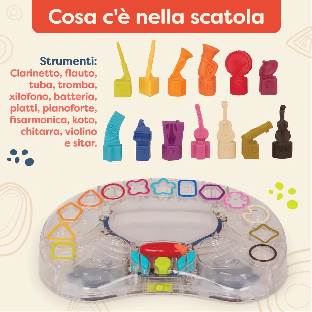 B. toys - Sinfonia in B. - Giocattolo musicale interattivo - 13 Strumenti musicali - Palco con canzoni e luci - Orchestra interattiva per bambini - 3 anni +
