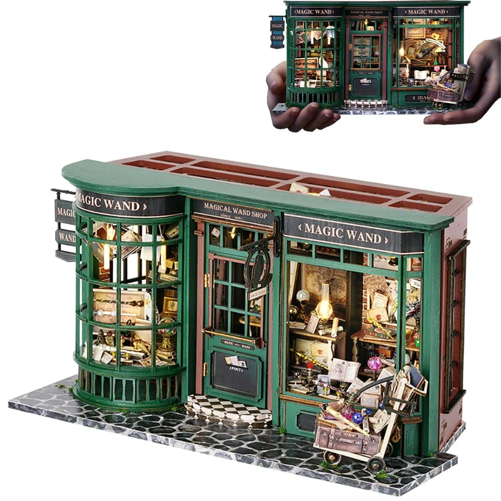 Kit fai da te in miniatura per casa delle bambole con casa delle bambole magiche europee vintage in legno, kit per casa di legno fatto a mano, regalo creativo