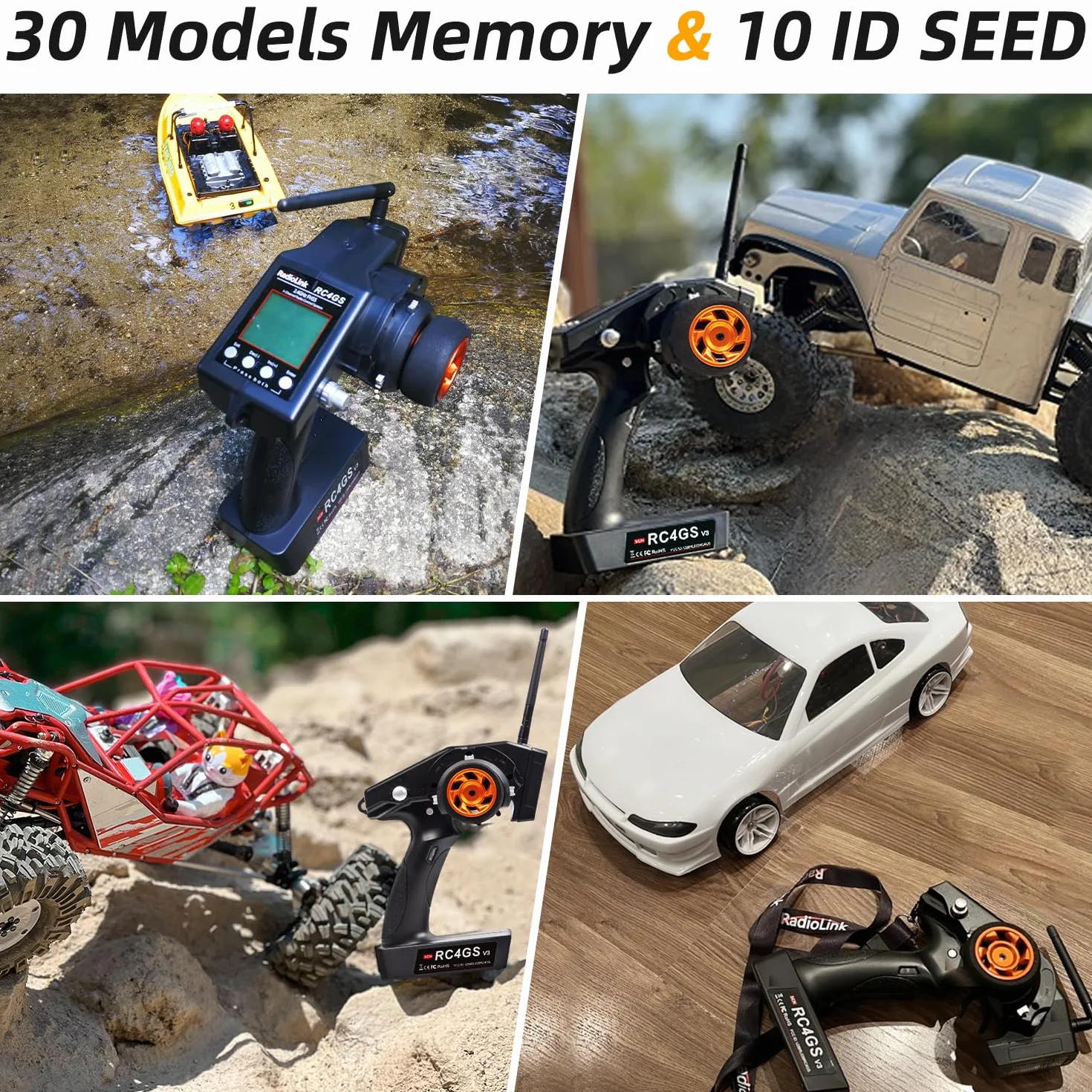 Radiolink RC4GS V3 5 canali Radiocomando RC trasmettitore & R6FG giroscopico ricevitore kit per automobili,barca,carro armato, dirigibile, sottomarino,2.4GHz 400M Controllo,30 modelli