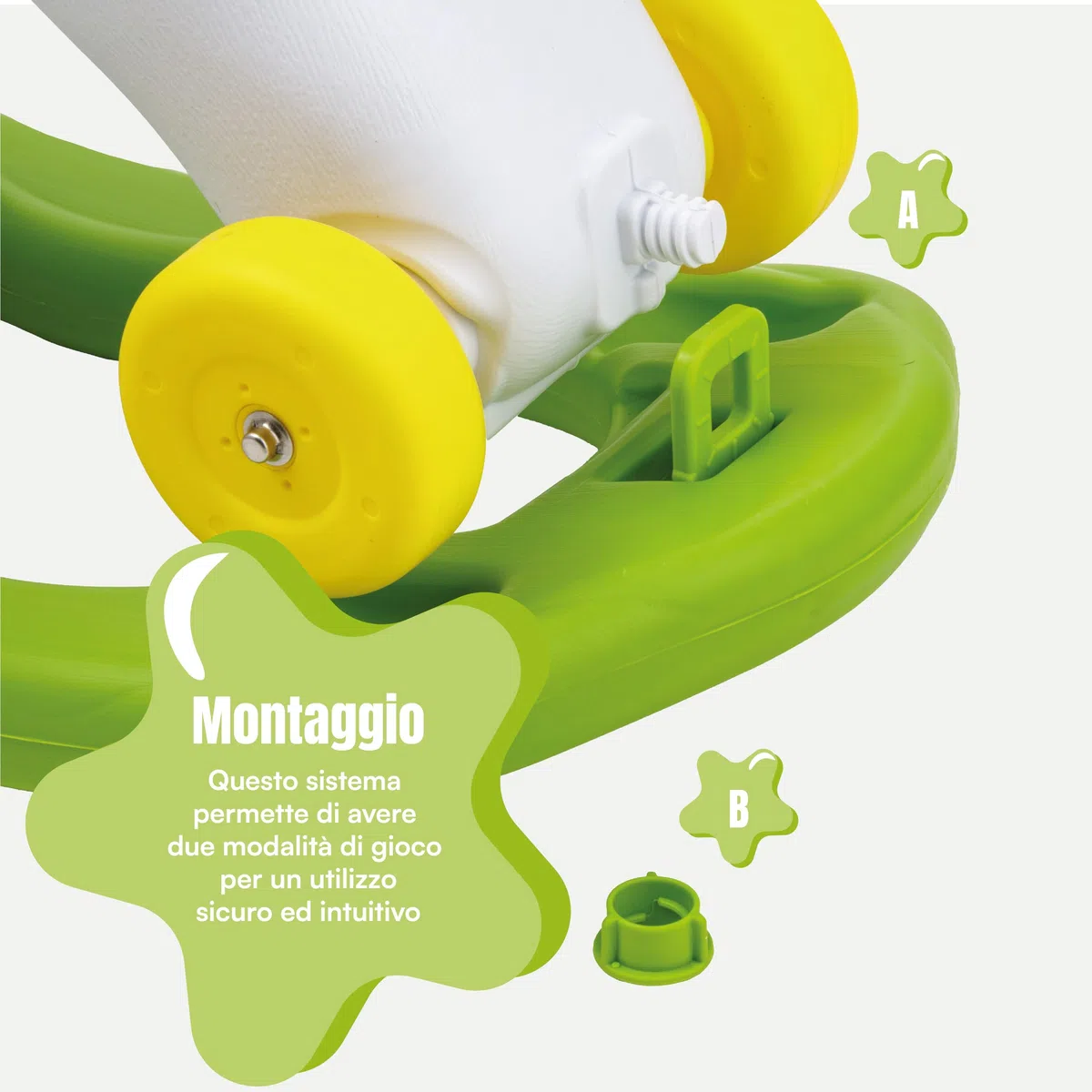 Baroni Toys Cavallo a Dondolo Cavalcabile 2 in 1, Cavallino a Ruote Spingi e Vai, 2-5 Anni (Cavallo Bianco)