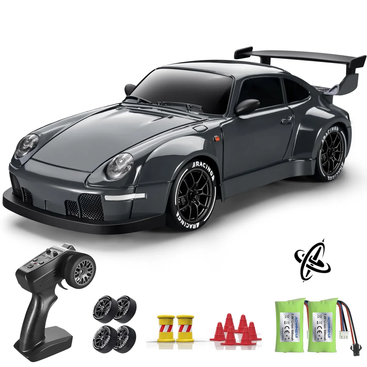 ACAMMZAR Macchina Telecomandata RC Drift con Giroscopio, 1:24 25KM/H 4WD Proporzionale Completo Macchine Telecomandate, Radiocomandata Auto RC Car con Gyro per Adulta Bambini,Grigio