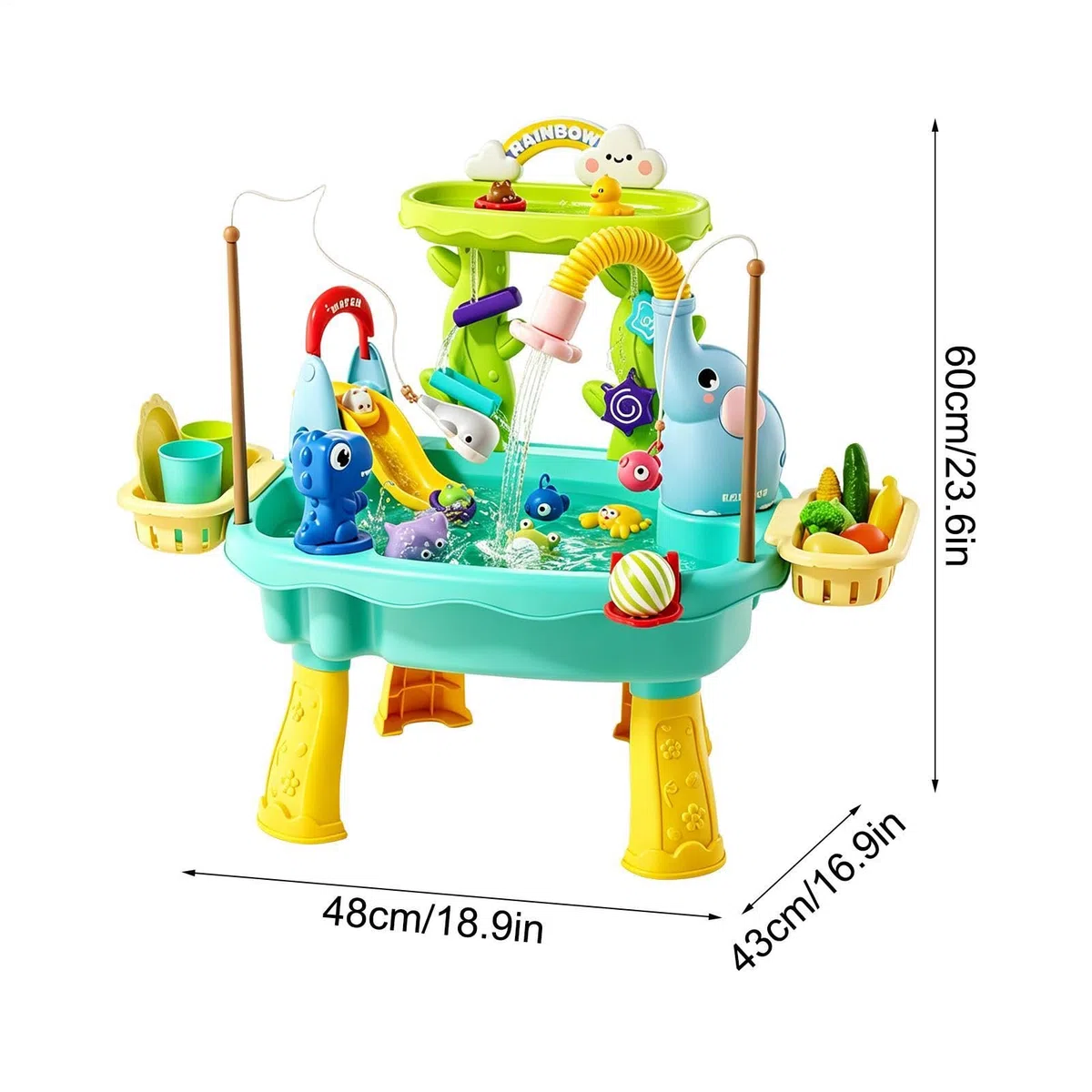 Générique Tavolo ad acqua, gioco da pesca, design elefante, giocattoli estivi, tavolo da sabbia e acqua per giovani, ideale per giardino, spiaggia, , asilo, estate, patio, campeggio, interni
