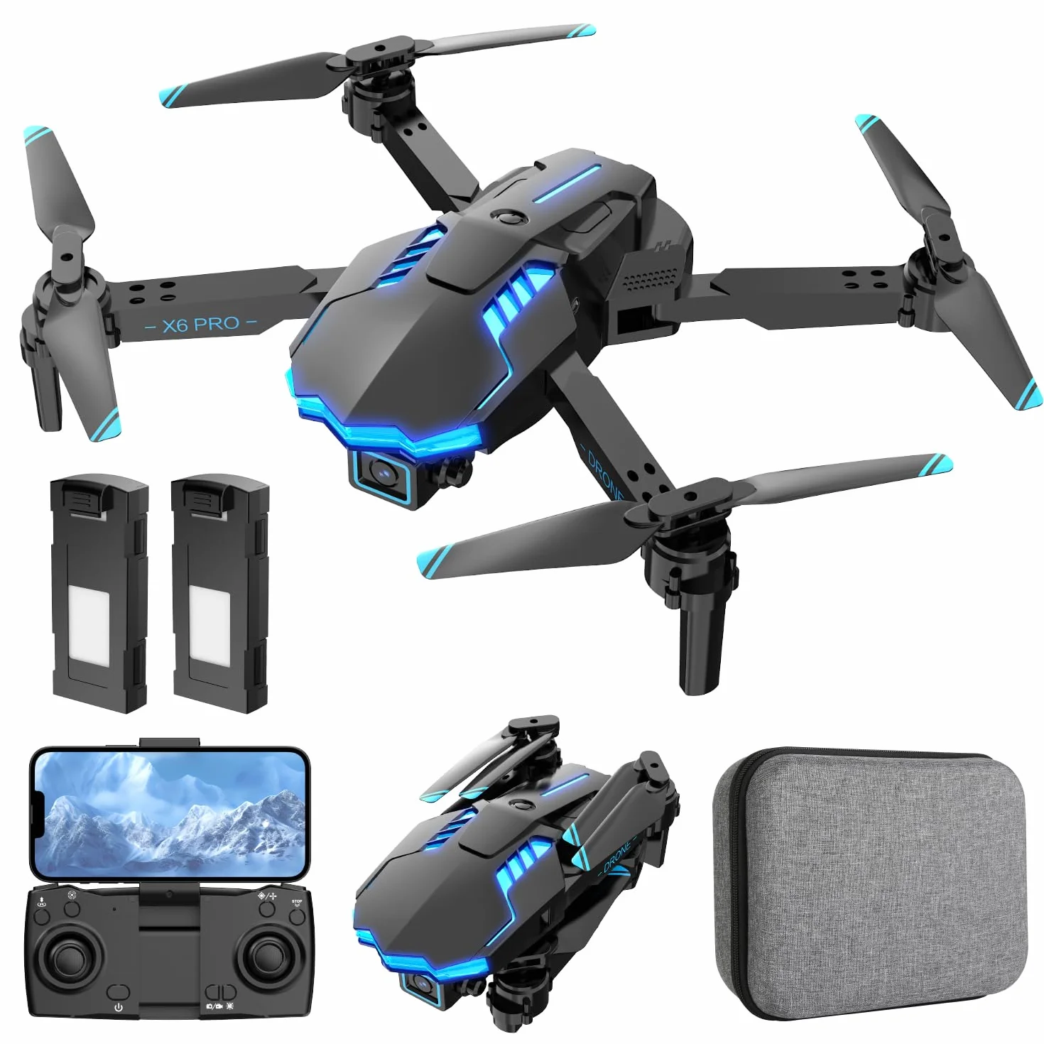 Drone con Telecamera HD 1080P per Bambini Droni con Motore Brushless, Giocattoli Regalo per Ragazzo e Uomo (Grey)