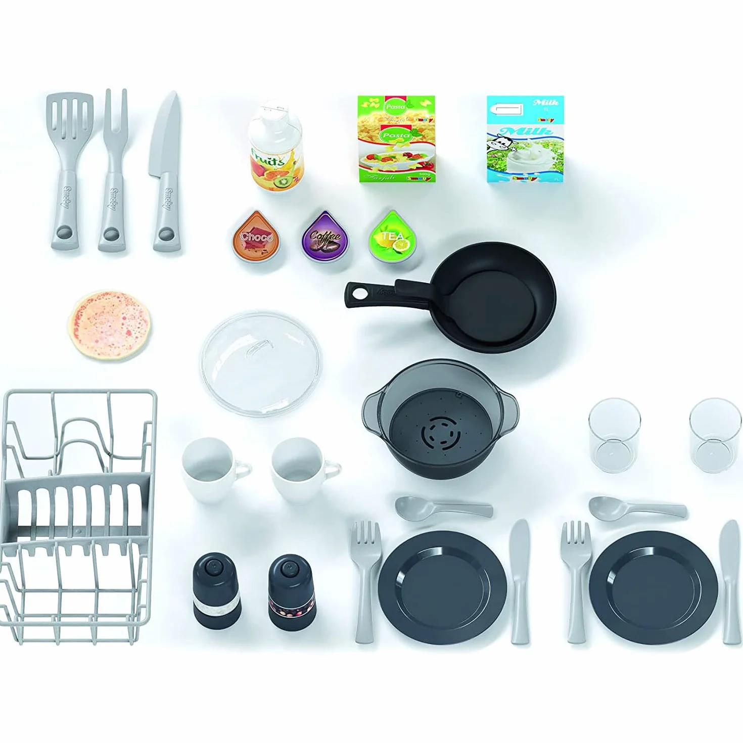 Smoby- Cucina Studio Bubble Red,7600311055, +3 anni, 26 accessori, effetto acqua che bolle, colore rosso, made in France