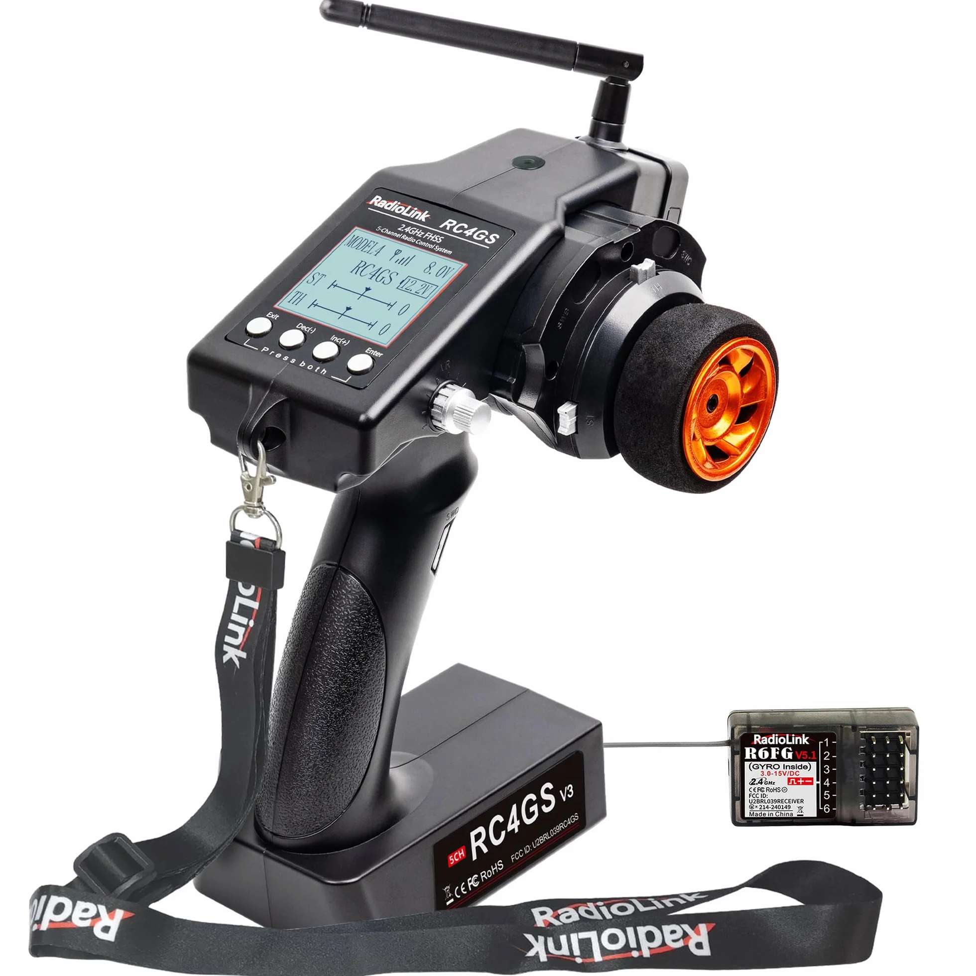Radiolink RC4GS V3 5 canali Radiocomando RC trasmettitore & R6FG giroscopico ricevitore kit per automobili,barca,carro armato, dirigibile, sottomarino,2.4GHz 400M Controllo,30 modelli