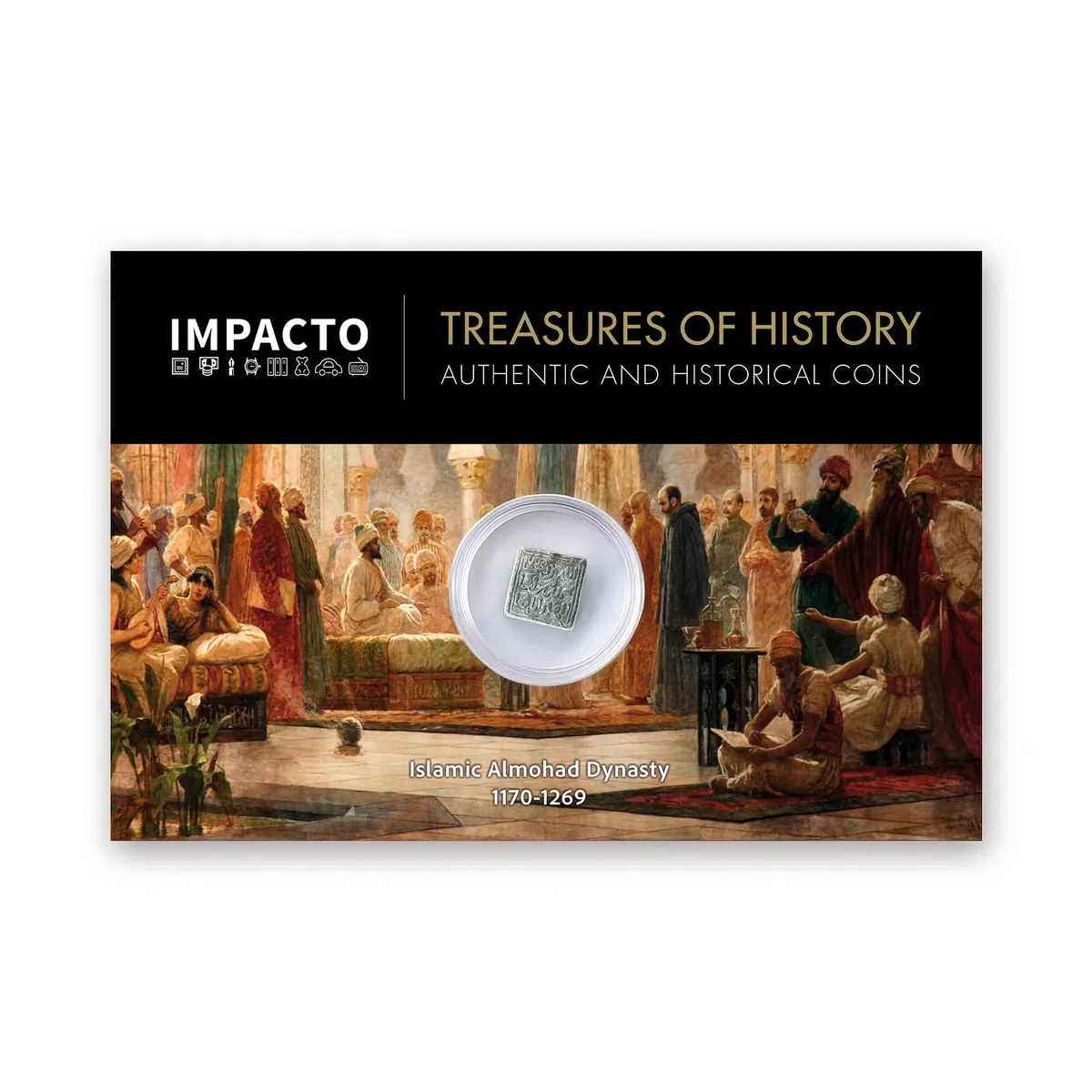 IMPACTO COLECCIONABLES | Autentico Dirham Andaluso Almohade (XII-XIII secolo) – Moneta Storica con Design Epigrafico – Pezzo unico da collezione con Certificato di Autenticità