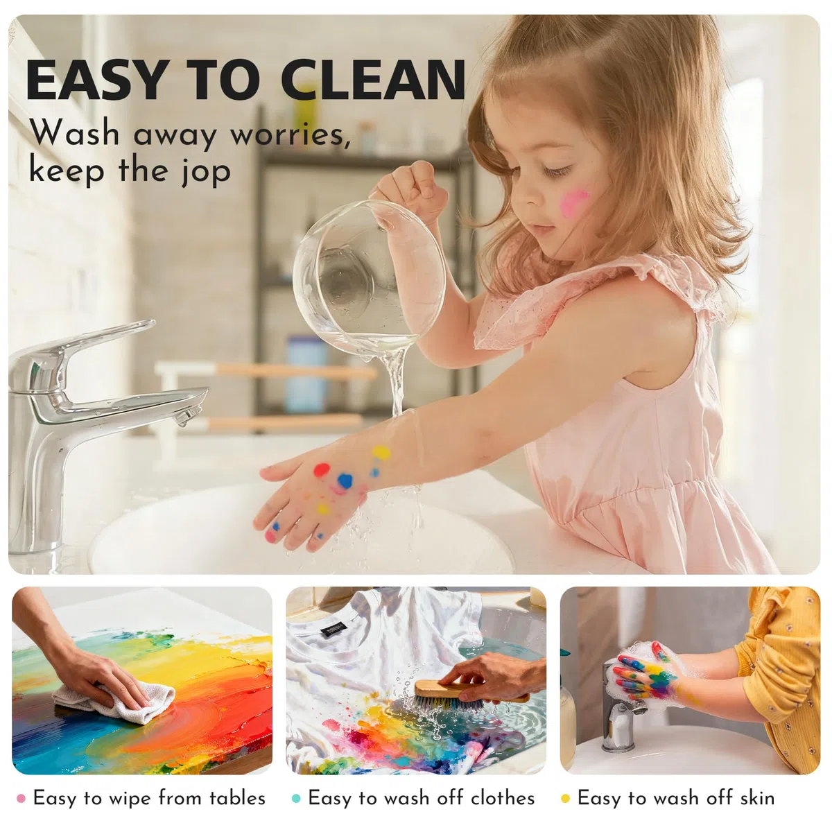 ABEIER Colori per dita per bambini, atossici, 250 ml x 12, resistenti al lavaggio, lavabili, colori per dita per bambini, accessori per la pittura sicuri per l'asilo, la scuola, l'apprendimento