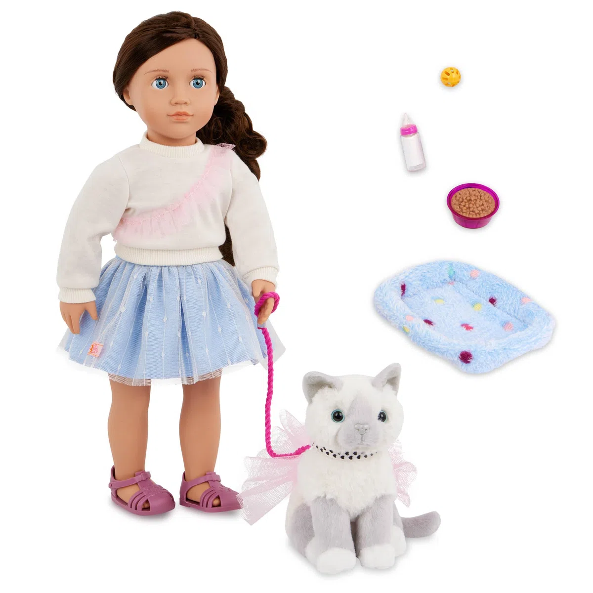 Our Generation - Mindy e Pepper - Set di bambole e gatti da 46 cm - Animale di peluche gattino - Accessori per letti e cure per animali domestici - Giocattolo per bambini dai 3 anni in su