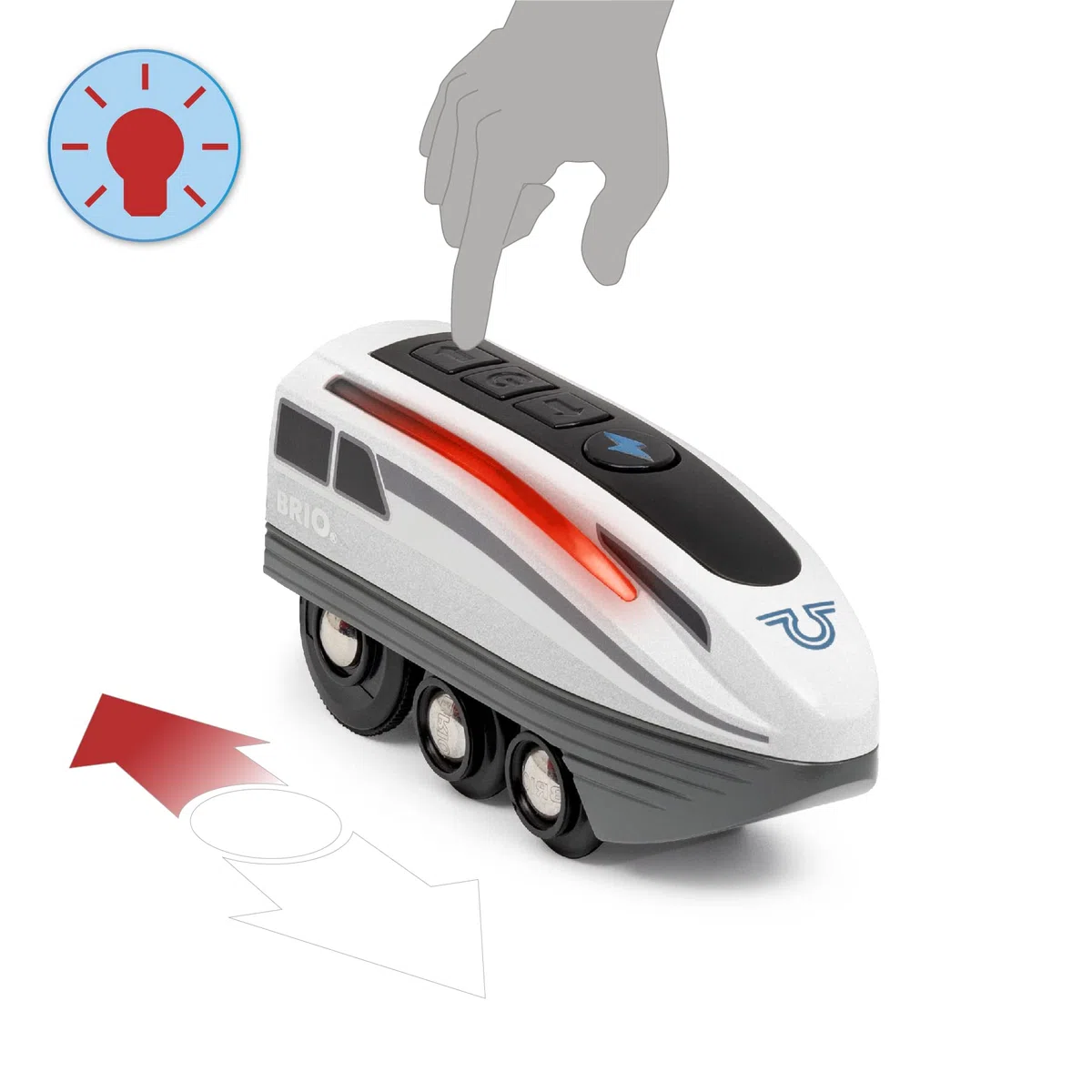BRIO 36003 - Turbo Train - Trenino a batteria per bambini dai 3 anni in su, blu/bianco