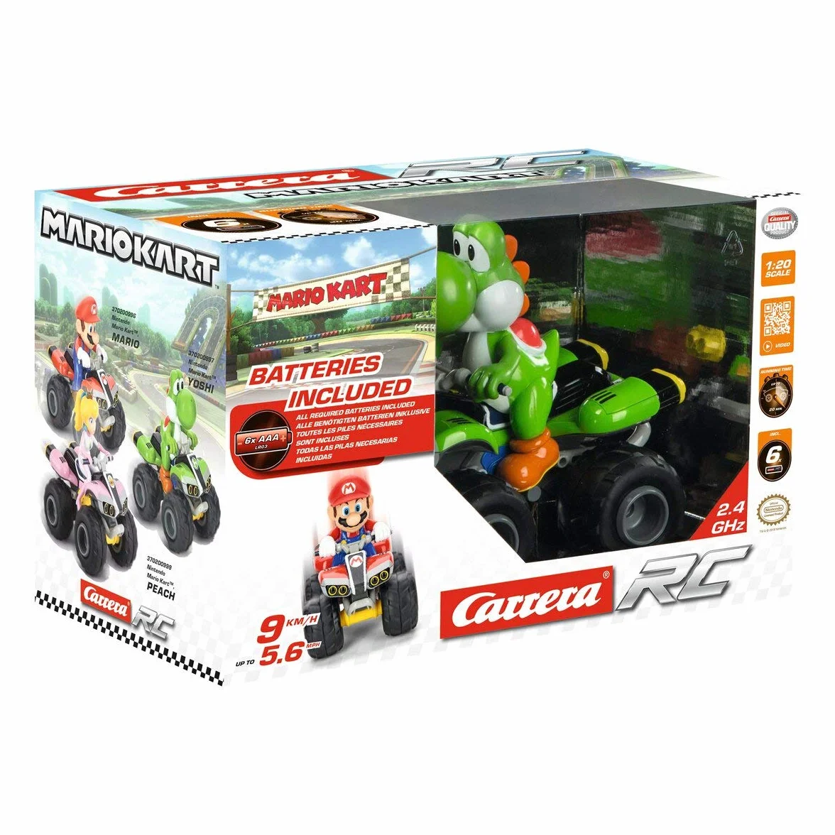 Carrera - 370200997X RC Mario Kart, Yoshi - Quad, Multicolore