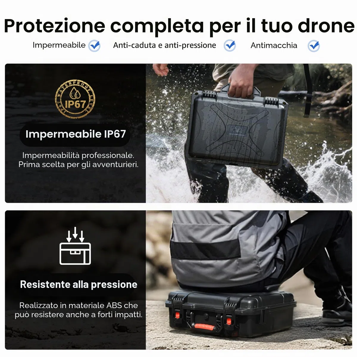 STARTRC Mini 5 Pro Custodia, impermeabile custodia rigida per DJI Mini 5 Pro Fly More Combo accessori controller per DJI RC 2/RC-N3, 7 batterie e hub caricabatterie [Solo valigia]
