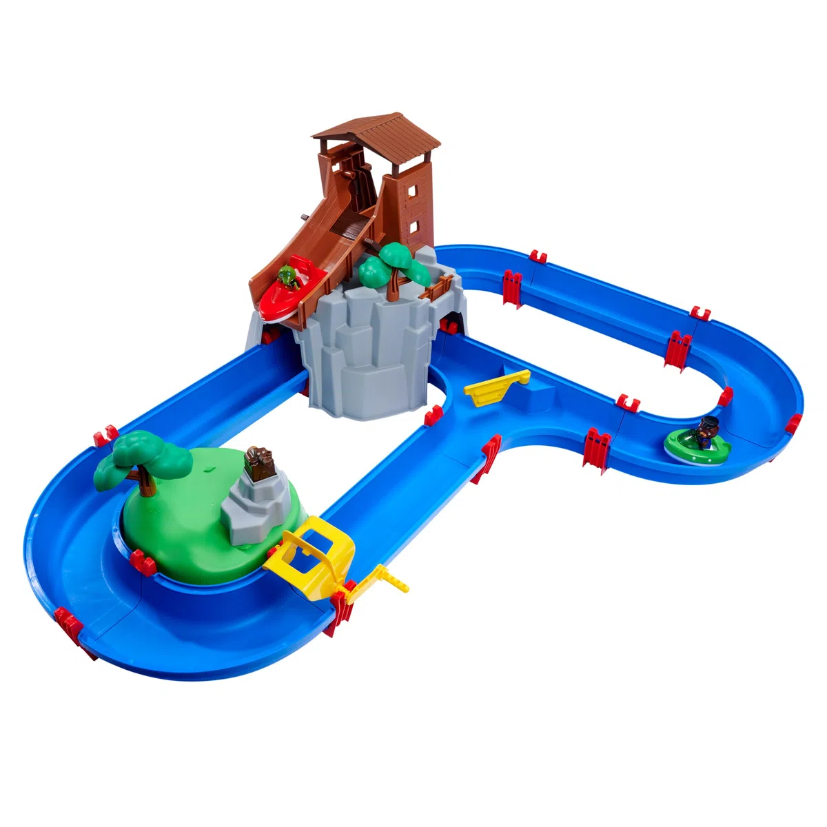 AquaPlay, Adventure Land, 8700001547, +3 Anni, Personaggi di Nils e Bo, Due barhe Incluse, Grotta con Cascata, Cannone spara Acqua