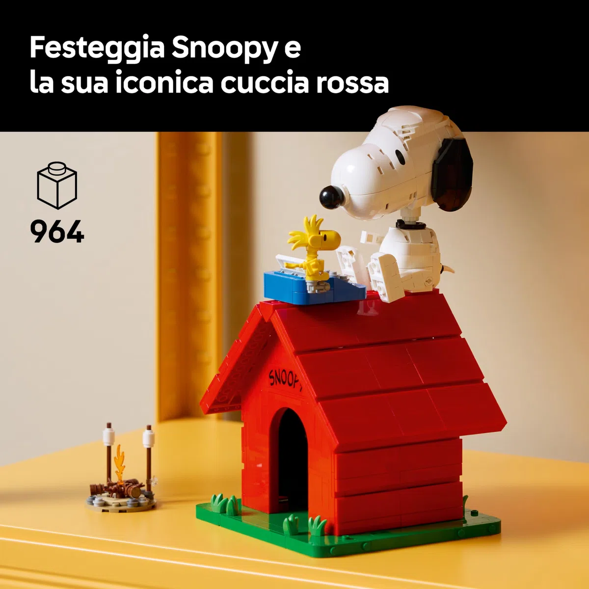 LEGO Ideas Peanuts: la Cuccia di Snoopy - Kit di Modellismo da Esposizione per Adulti con Personaggi di Snoopy e Woodstock - Decorazione Fai da Te da Scrivania - Regalo per Amanti dei Fumetti - 21368