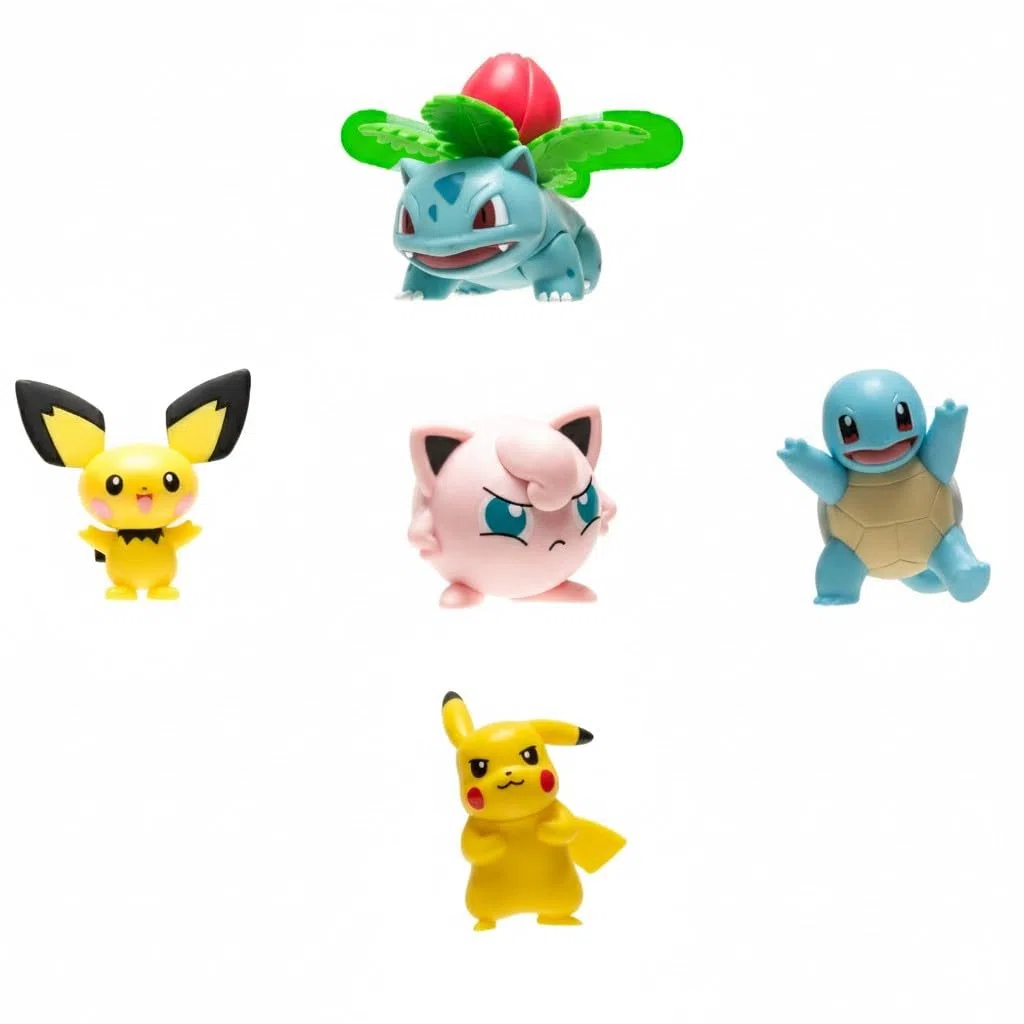 Pokémon Set di 10 statuette ufficiali (5–11 cm): Charizard, Pikachu, Lucario, Greninja, Mewtwo, Jigglypuff, Ivysaur, Incineroar, Squirtle e Pichu – Novità 2025.