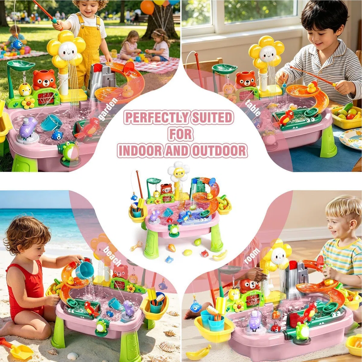 Tavolo Giochi d'Acqua - Giochi Piscina Elettrici Divertenti Educativi,Tavolo Acquatico Con Lavello Cucina,Adatto A Bimbi E Bimbe, Interno Ed Esterno, Casa Giardino Spiaggia Piscina