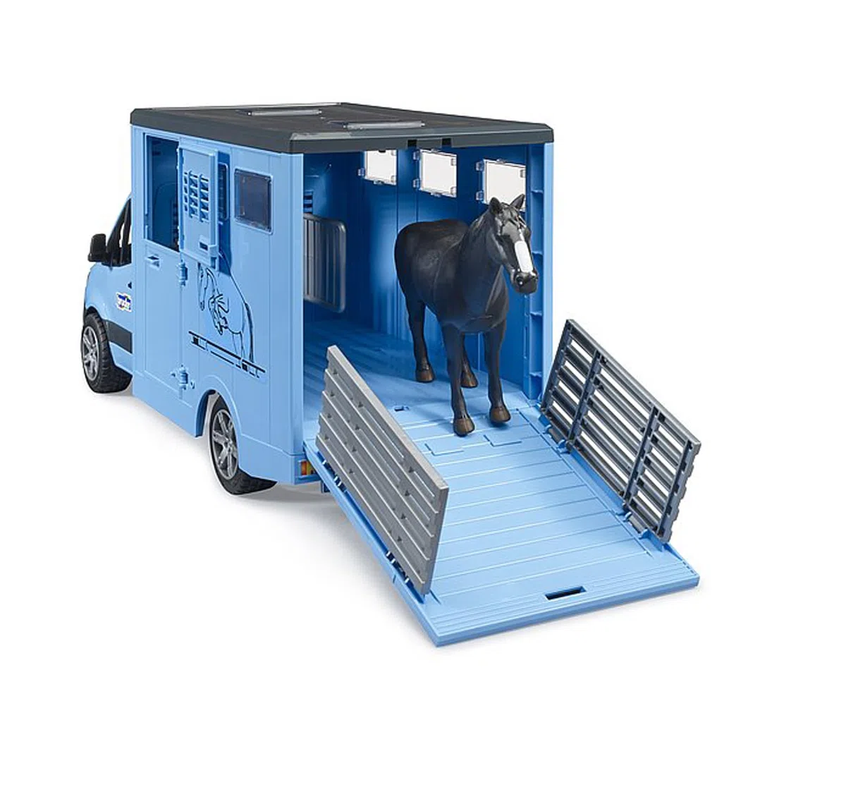 bruder 02674 - Mercedes Benz Sprinter trasporto animali con 1 cavallo, cortile per cavalli, fattoria