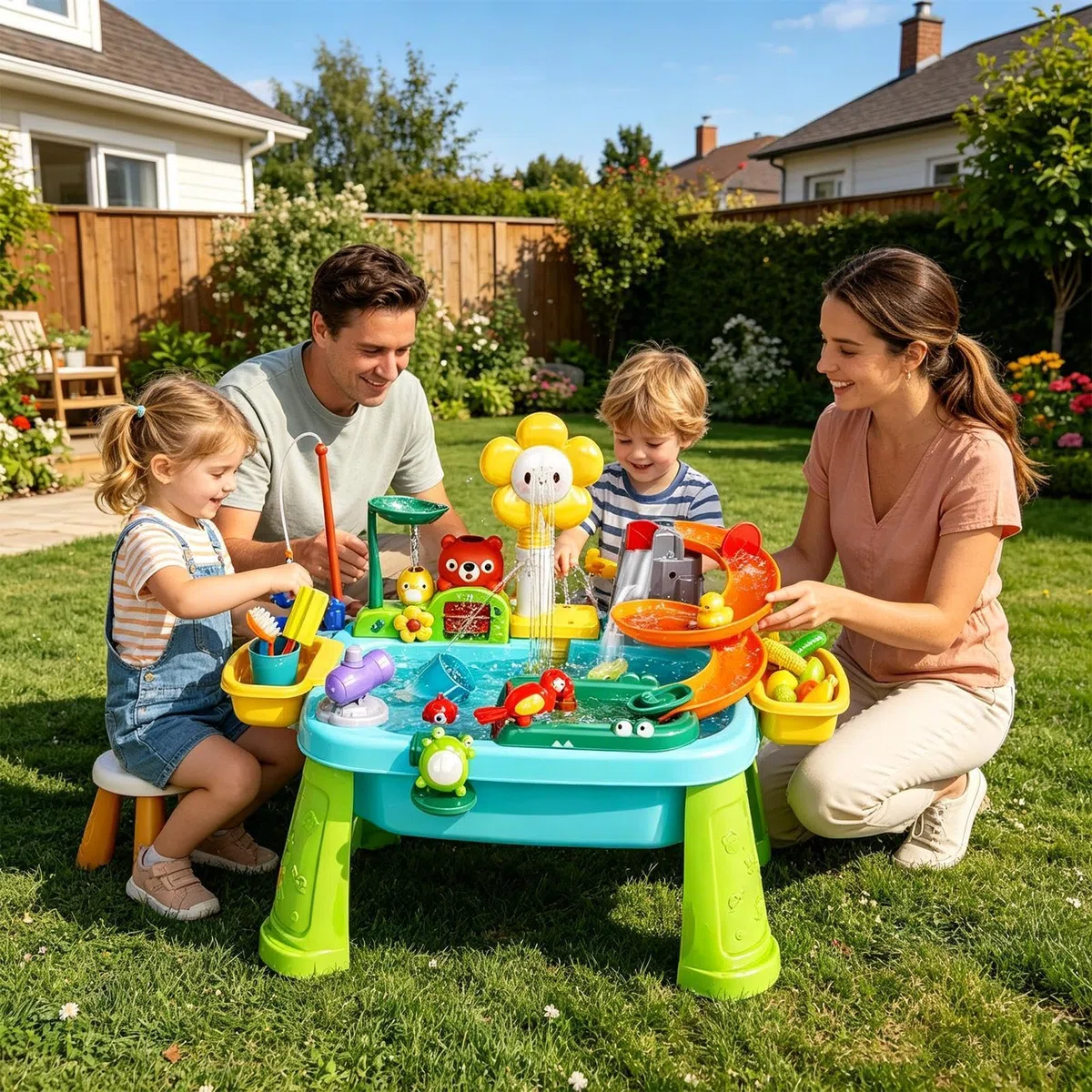 Tavolo Giochi d'Acqua,Rubinetto Girevole Divertenti Giocattoli Sensoriali,Tavolo Acquatico Con Lavello Cucina | per Maschi Femmine Giardino Cortile Terrazza Spiaggia Piscina Asilo Casa