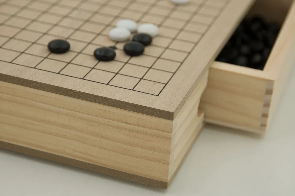 Wooden Go Board Box Set with Drawers And Wooden Stones (19 x 19 Go Set)
