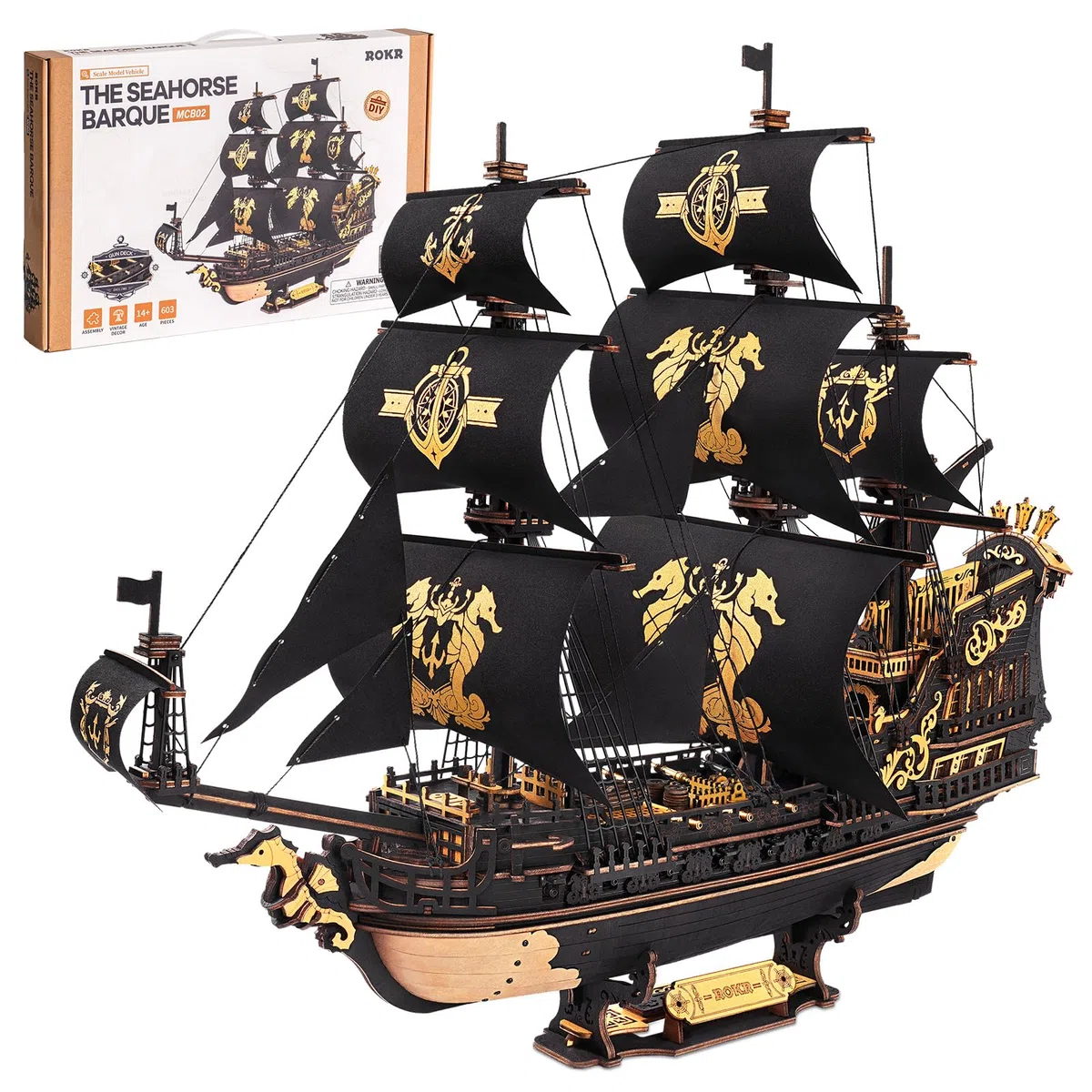 ROKR Puzzle 3D in Legno per Adulti, Modello di Nave Modellismo da Costruire, Decorazioni per la Scrivania di Casa, Puzzle Regalo per adolescenti e adulti (MCB02)