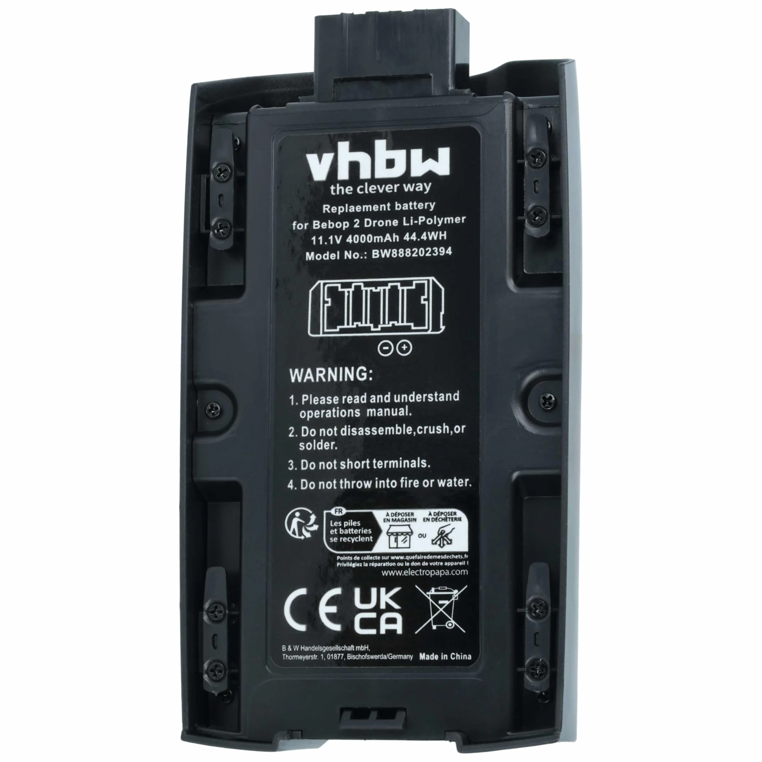 vhbw batteria compatibile con Parrot Bebop 2, 2 Pro drone quadricottero multicottero (4000mAh, 11,1V, Li-Poly)