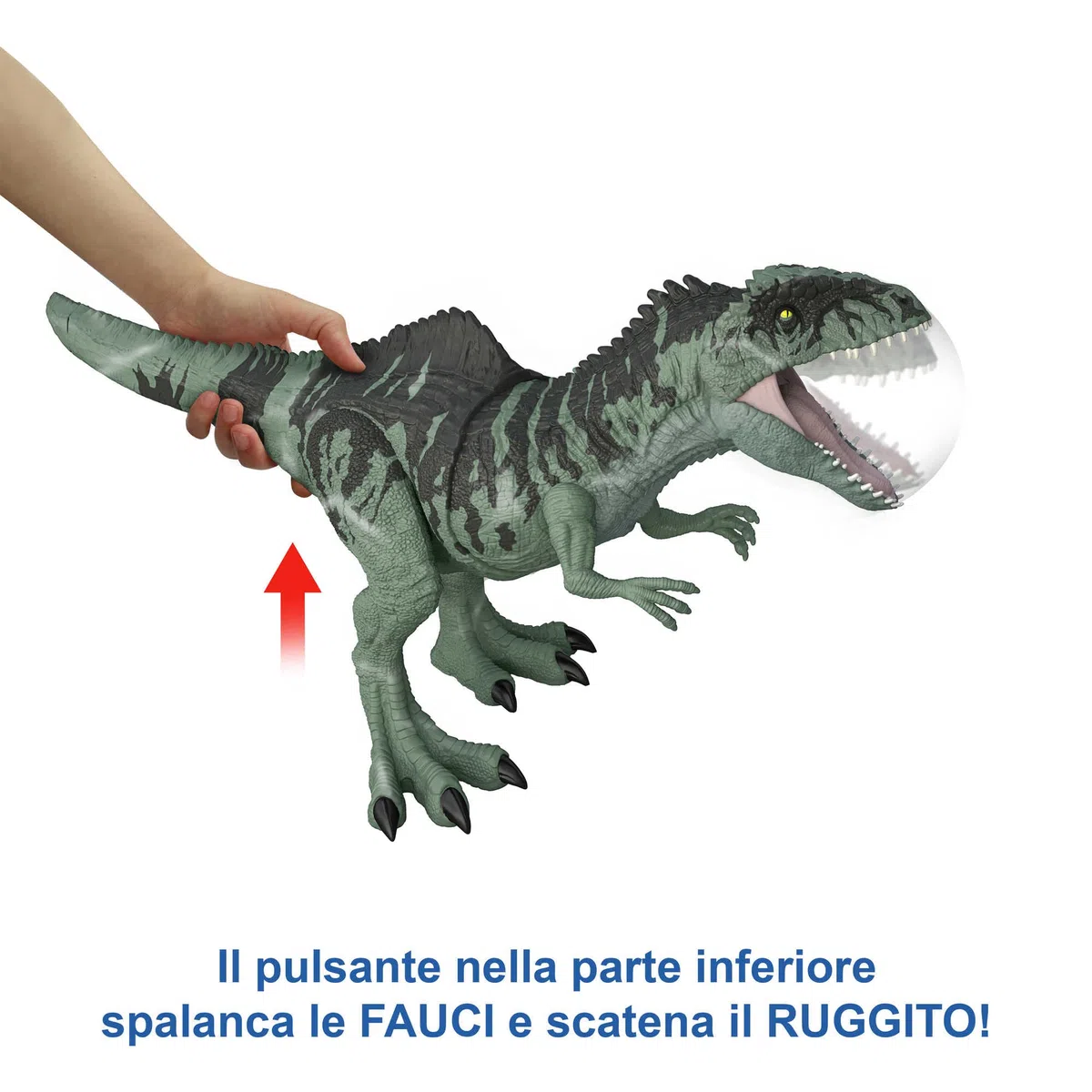 Mattel Jurassic World - Dominion GIGANTOSAURO Attacco Letale con fauci mobili, ruggito e movimenti, malvagio dinosauro carnivoro , Giocattolo e regalo per Bambini 4+ Anni, GYW86