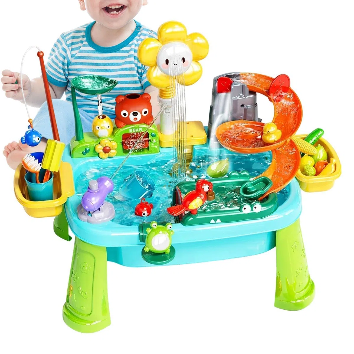 Tavolo Giochi d'Acqua,Rubinetto Girevole Divertenti Giocattoli Sensoriali,Tavolo Acquatico Con Lavello Cucina | per Maschi Femmine Giardino Cortile Terrazza Spiaggia Piscina Asilo Casa