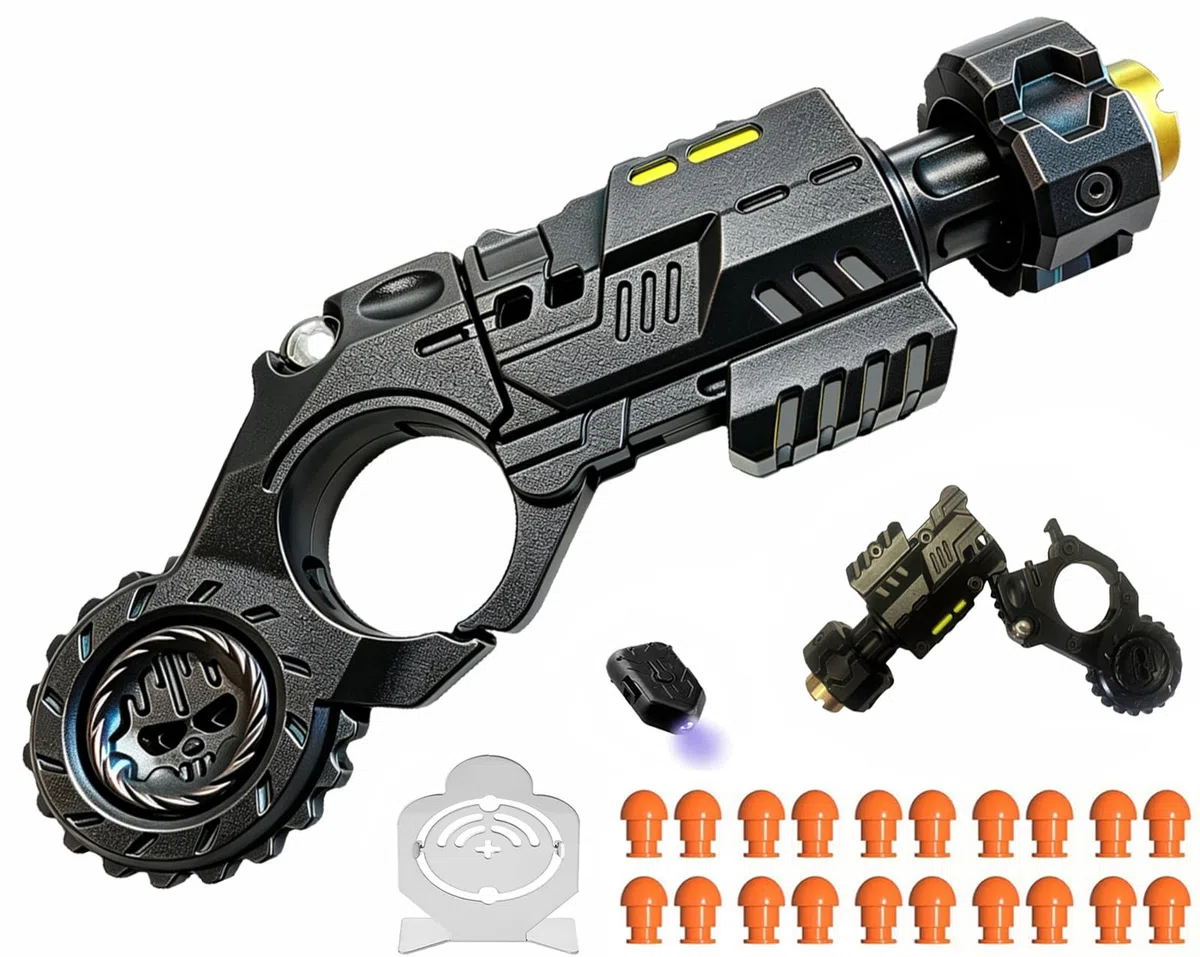 Metallo Pistola Giocattolo EDC,20 Proiettili Morbidi Giocattolo Antistress Molteplici Modalità Di Gioco Soft Bullet Guns Toy Con Mini Disco In Acciaio,Da Collezionare/Regalare