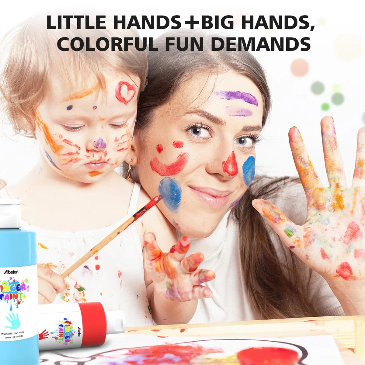 ABEIER Colori per dita per bambini, atossici, 250 ml x 12, resistenti al lavaggio, lavabili, colori per dita per bambini, accessori per la pittura sicuri per l'asilo, la scuola, l'apprendimento