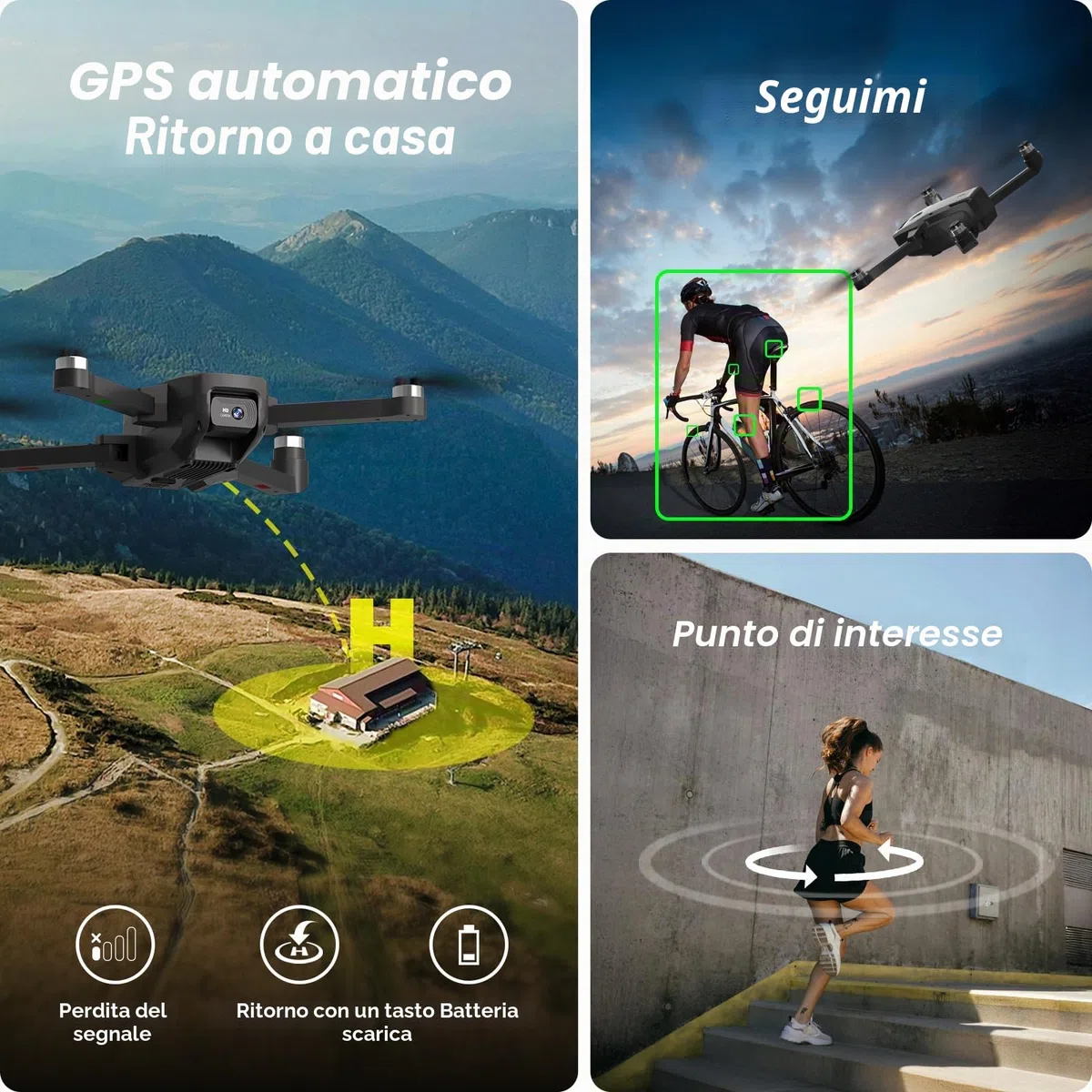 Drone K600GPS con telecamera EIS 1080P, schermo HD da 4,5 pollici, ritorno automatico a casa, tracciamento, motore brushless quadrirotore telecomandato pieghevole per adulti, bambini e principianti