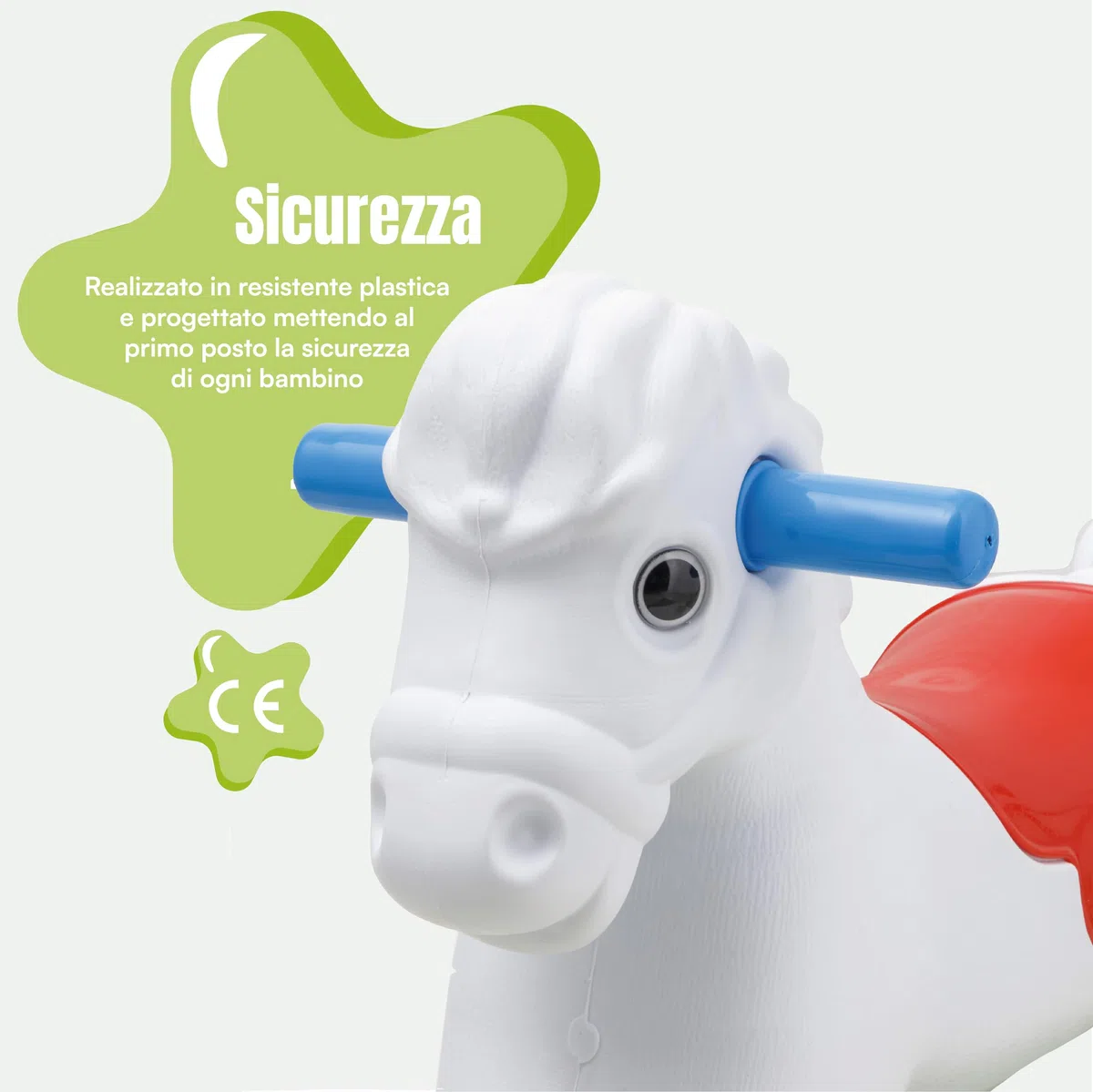 Baroni Toys Cavallo a Dondolo Cavalcabile 2 in 1, Cavallino a Ruote Spingi e Vai, 2-5 Anni (Cavallo Bianco)
