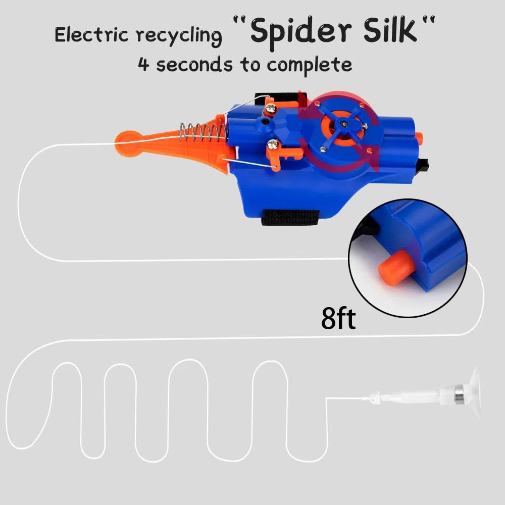 Web Launcher, Lanciacorda Elettrico per Bambini, Gadget Cool da Supereroe con Avvolgimento Automatico, Giocattoli da Ruolo Divertenti per Ragazzi