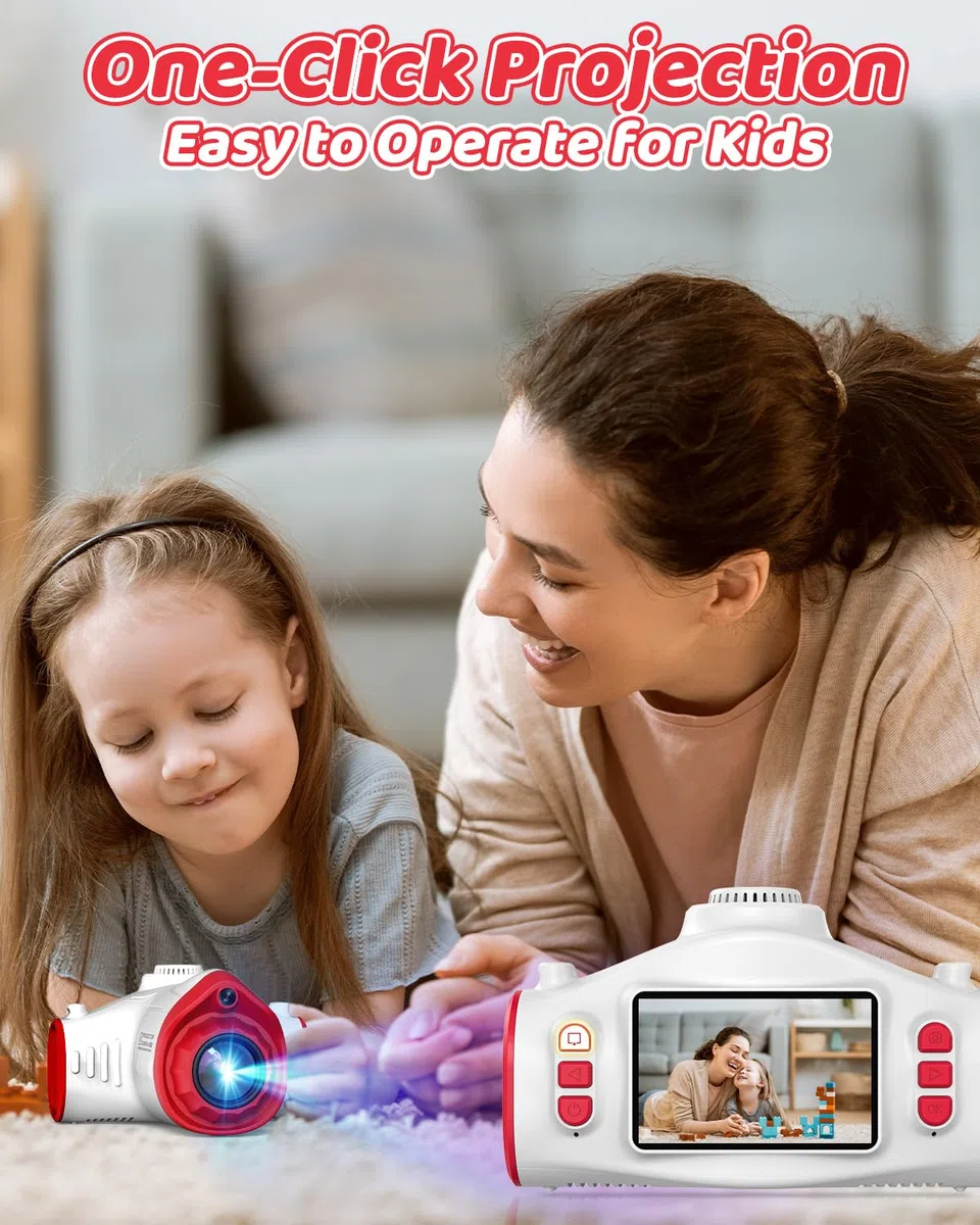Macchina Fotografica per Bambini, Usteetic Proiettore Fotocamera per Bambini 1080P Fotocamera Digitale Regalo di Natale Giocattolo per 3 4 5 6 8 7 9 10 11 12 Anni Ragazzi e Ragazze, Astronave