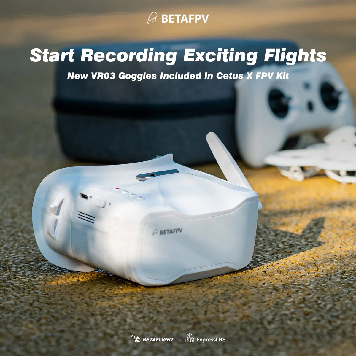 BETAFPV ELRS Cetus X FPV Drone Kit with LiteRadio 3 Radio Transmitter VR03 FPV Goggles with DVR Recording Betaflight Supported 2S Power Advanced RTF Kit for FPV Beginners to Fly Faster Further
