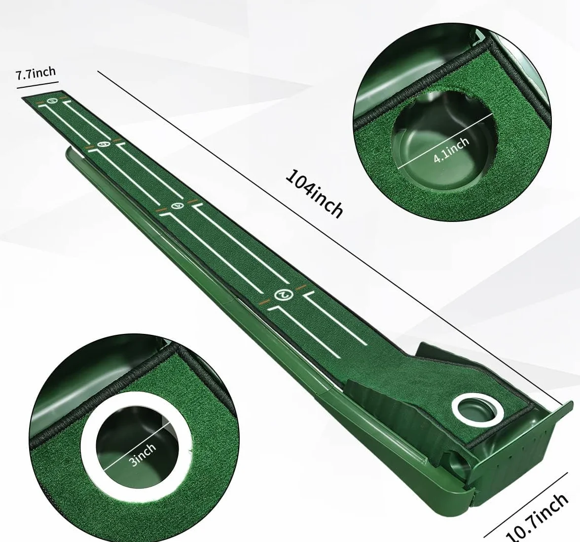 Set da Putting Green Indoor, Tappeto da Putt Lungo con Ritorno Automatico della Palla, Adatto per Regalo Uomo, Ufficio a Casa