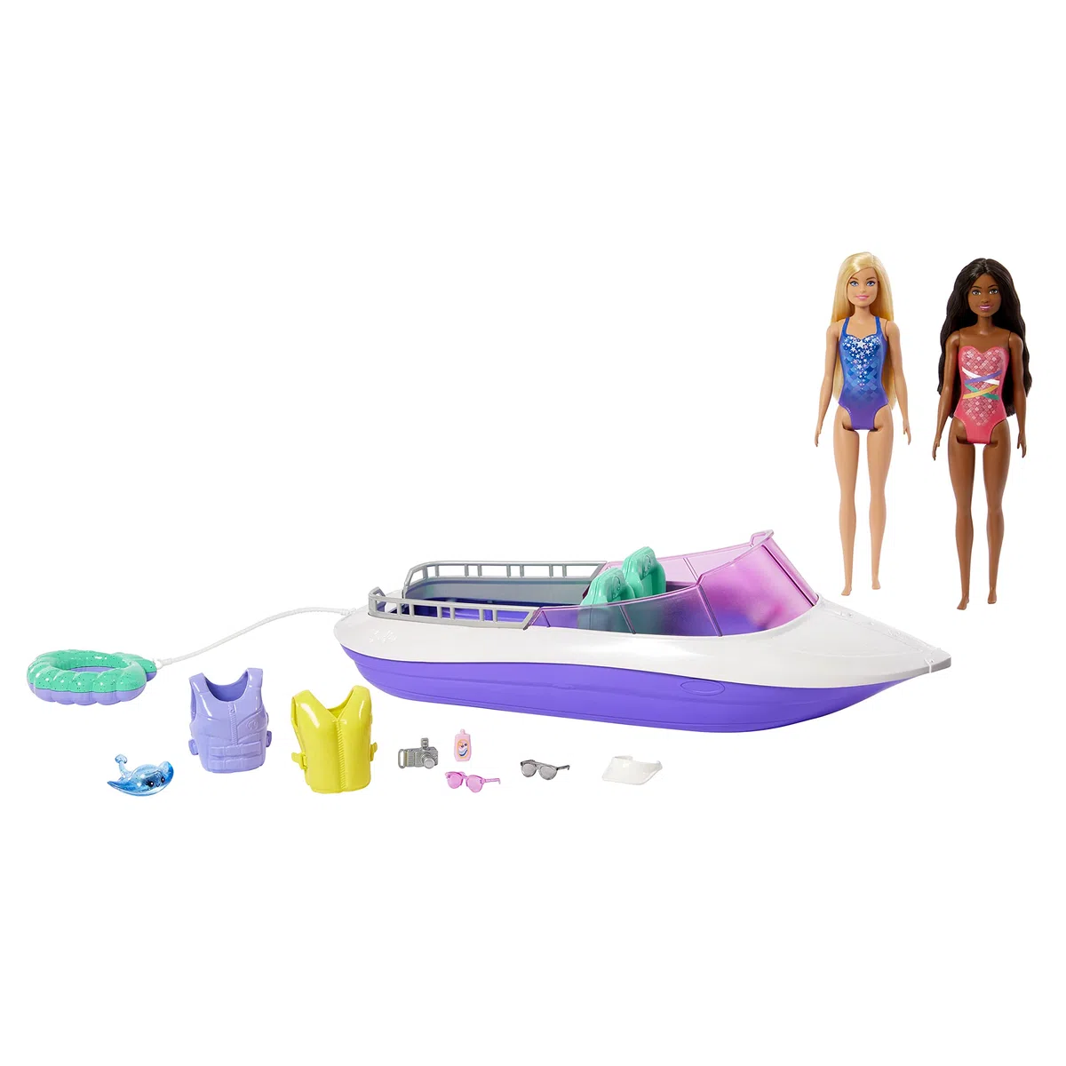 Barbie - Sirene playset con 2 barca galleggiante da 46 cm con fondo trasparente e accessori, Giocattolo per Bambini 3+ Anni, HHG60