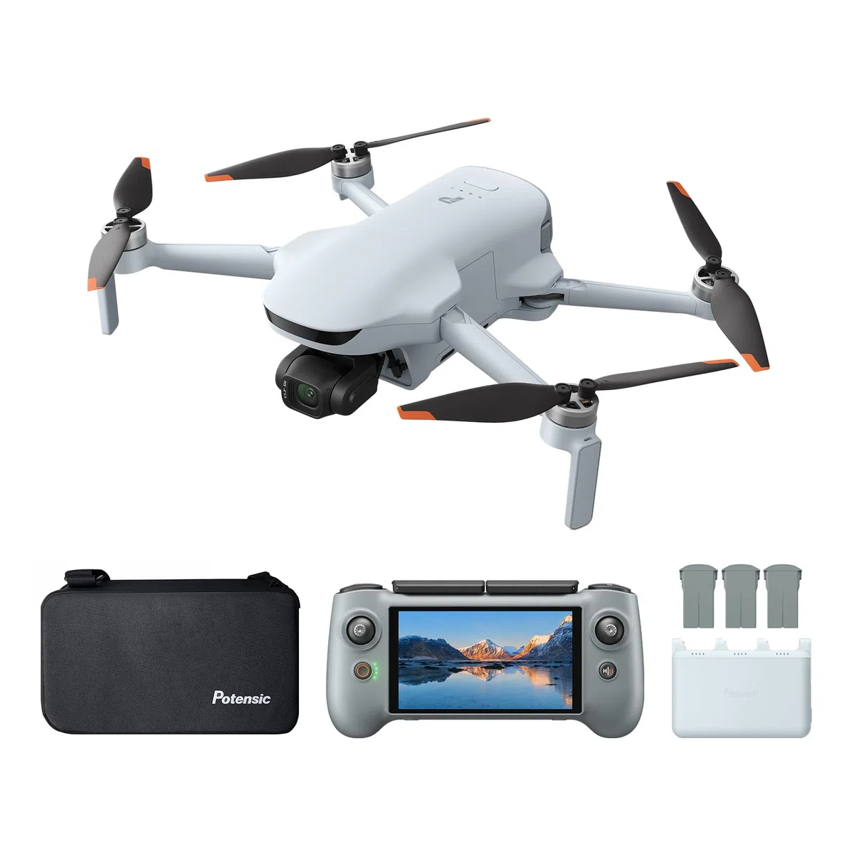 Potensic ATOM 3 Fly More Combo con RC PTD 2, Drone con Fotocamera 4K 60fps, Foto 8K 50MP, Volo di 120 min, Trasmissione 16 km, Sensore CMOS 1/1,3", Tracciamento IA 2.0, QuickShots, Meno di 249 g