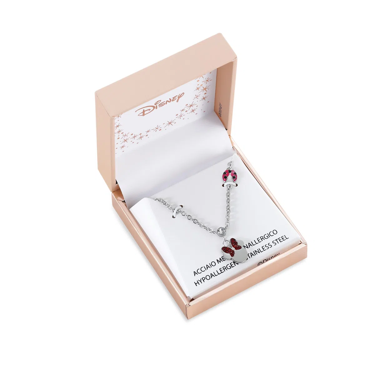 Disney Collana Minnie, Acciaio Inossidabile con Coccinella per Bambini e Bambine, Lunghezza 40+5 cm