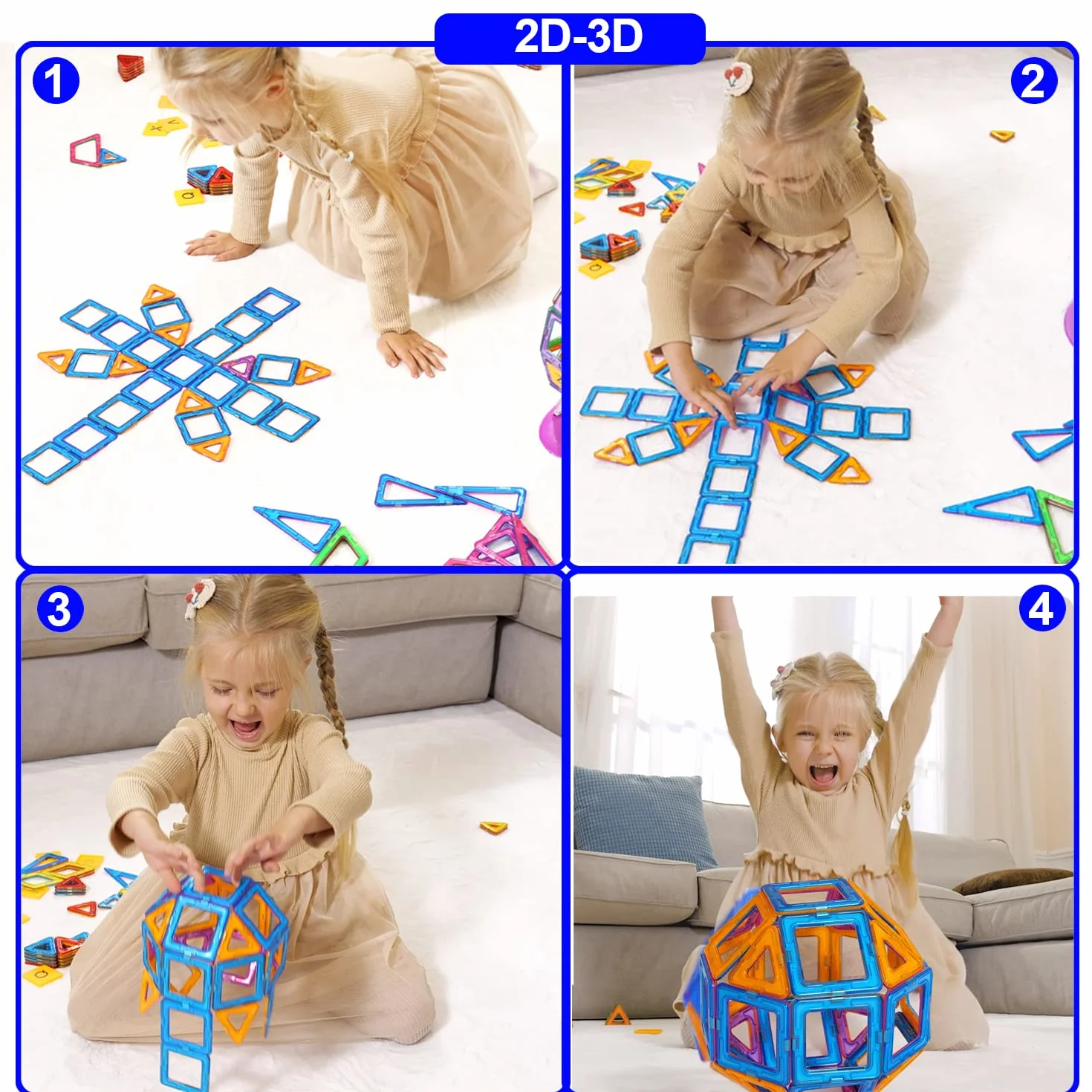Condis Costruzioni Magnetiche Bambini 120 Pezzi, 3 - 8 anni Giocattoli con Calamite Educativi Regalo Montessori