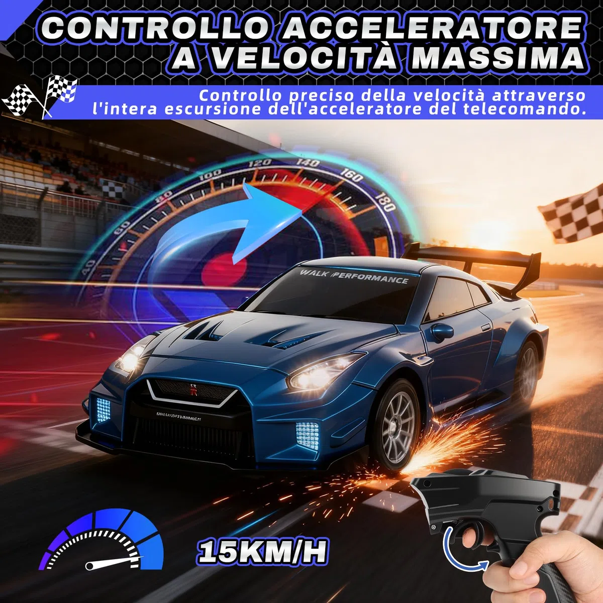 YOOHBERRYS RC Auto Drift Pro, 1:43 Macchina Telecomandata Drift, Mini Drift Car, Micro Macchina Telecomandata con Giroscopi, Luce LED, 15km/h, Auto Giocattolo per Bambini di 15 Anni (Blu)